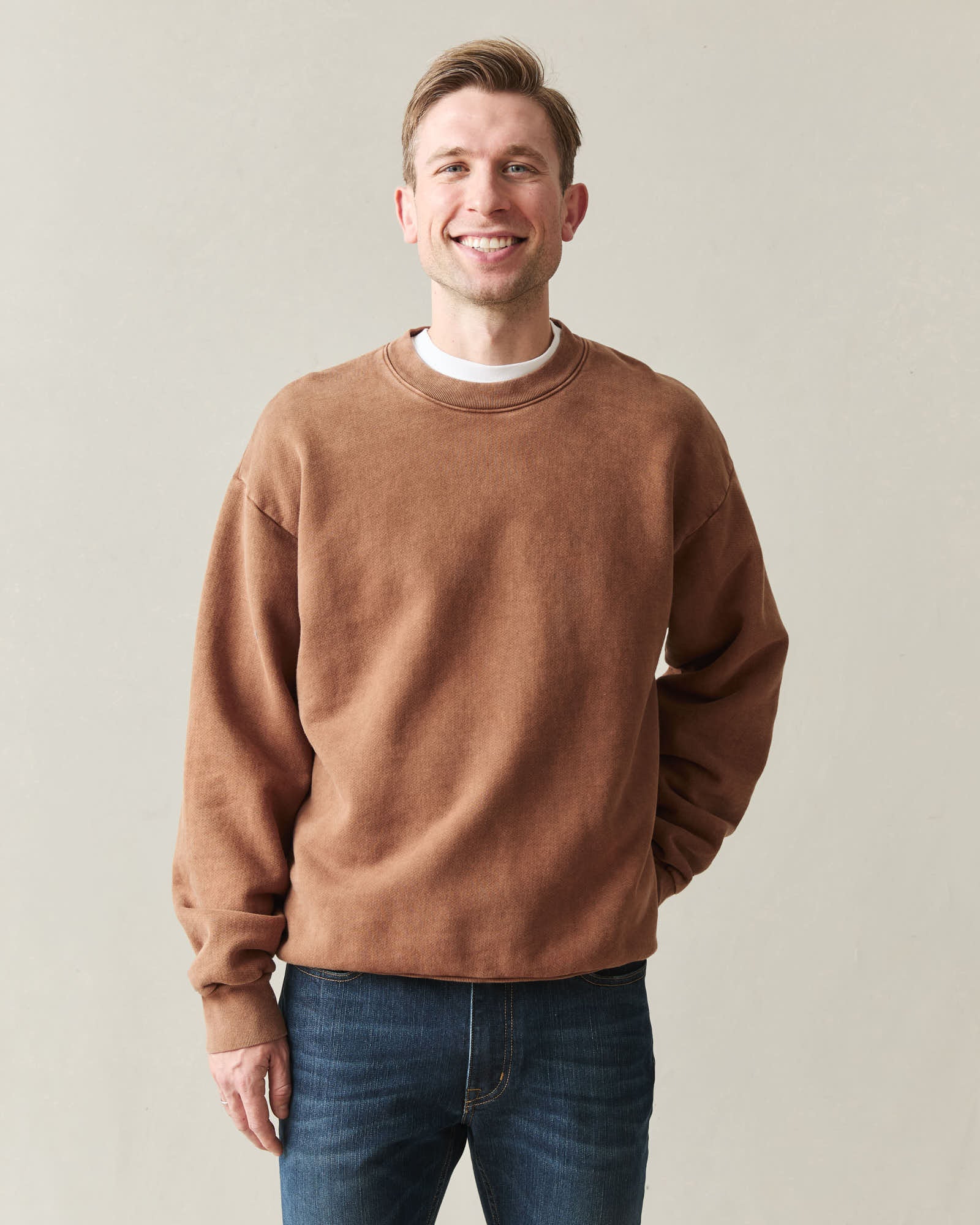 Men's American Vintage Crew Sweatshirt - Stone Wash Toffee - Image 2