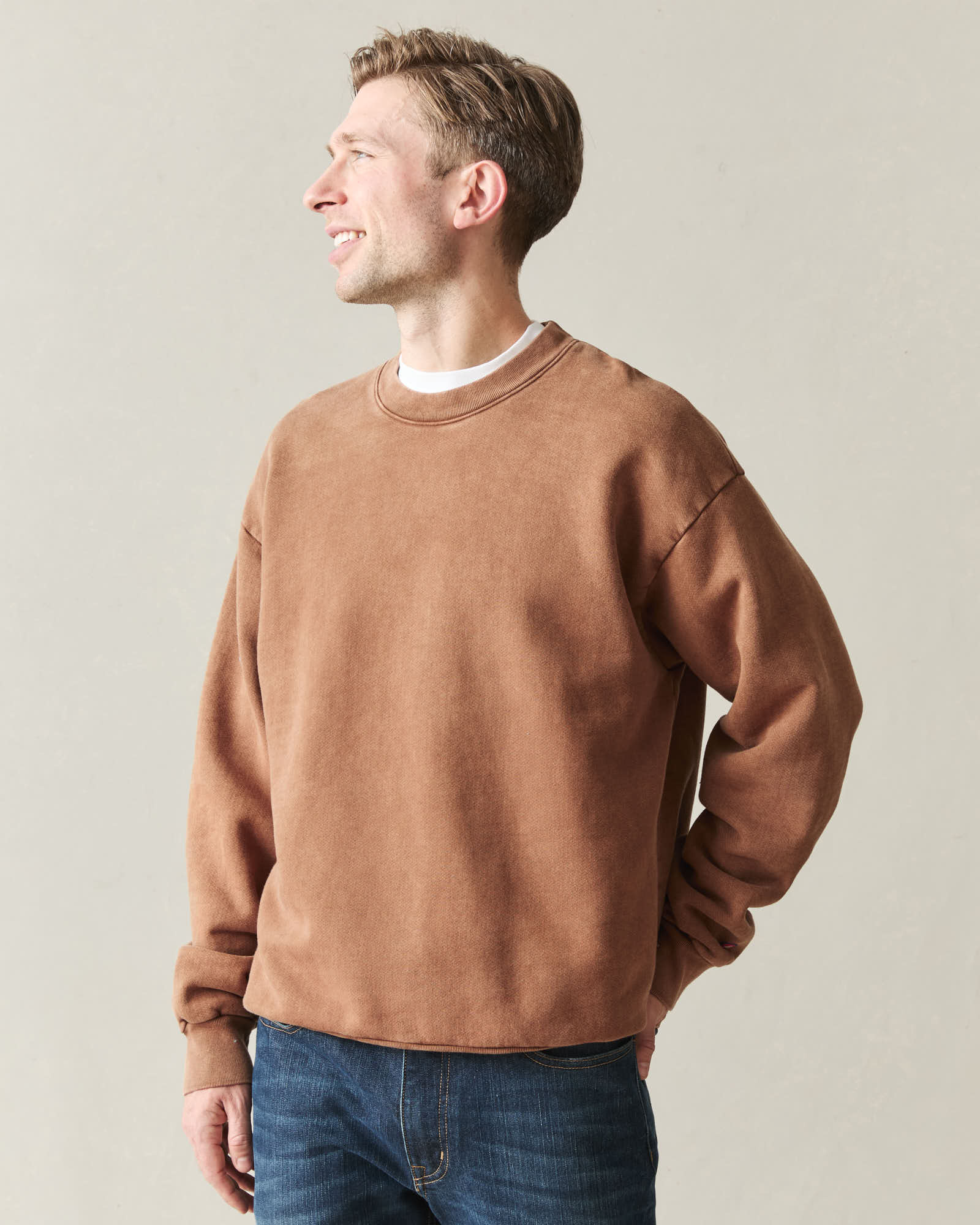 Men's American Vintage Crew Sweatshirt - Stone Wash Toffee - Image 3