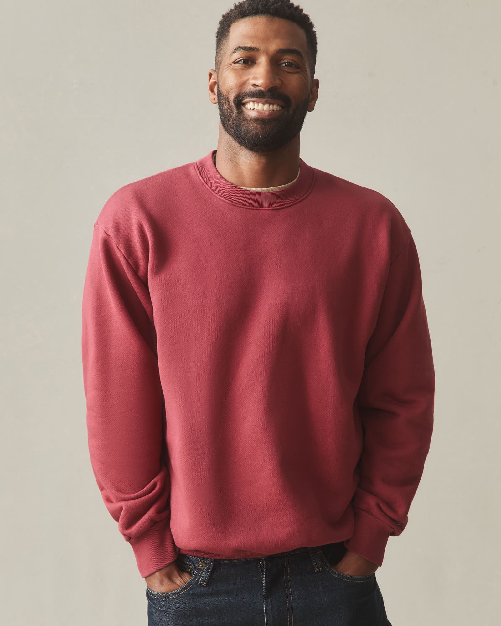 Unisex American Vintage Crew Sweatshirt - Washed Tibetan Red - Image 2