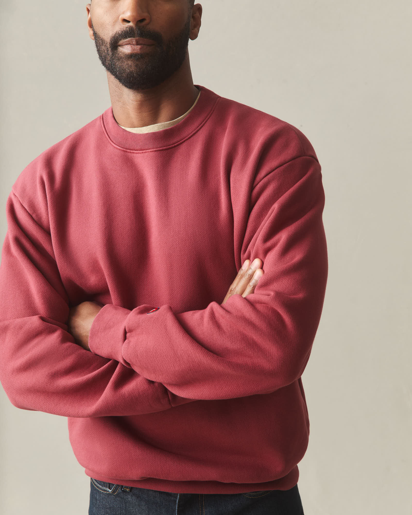 Unisex American Vintage Crew Sweatshirt - Washed Tibetan Red - Image 6