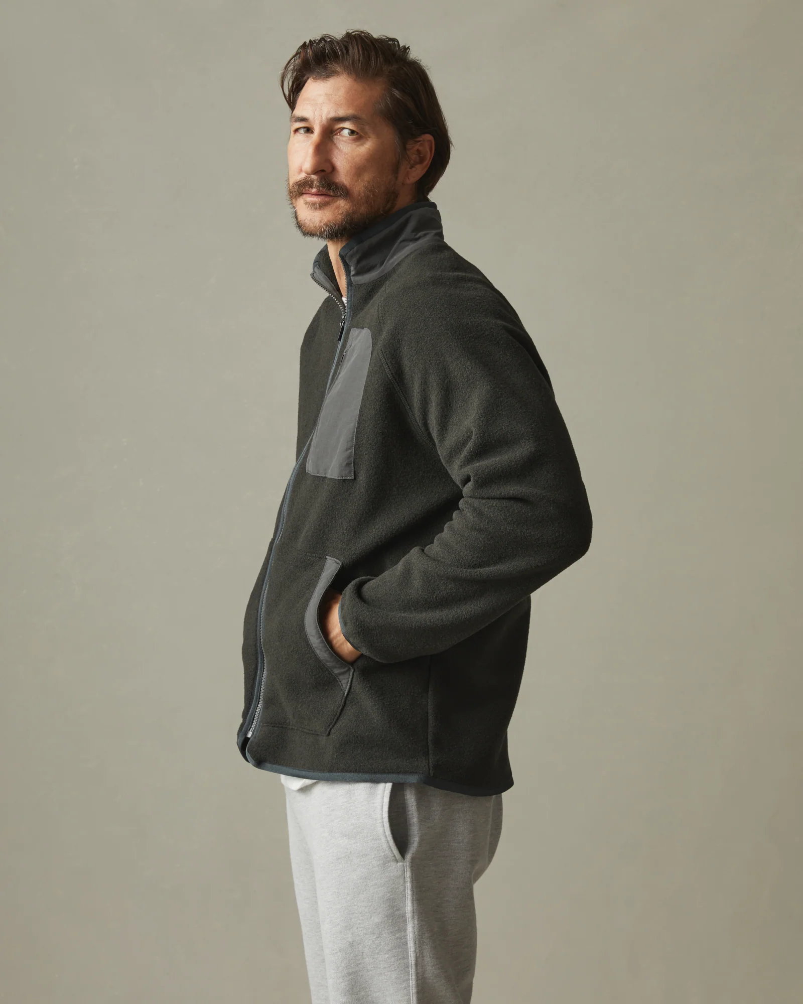Men's Active Fleece Full Zip - Vintage Black - Image 3