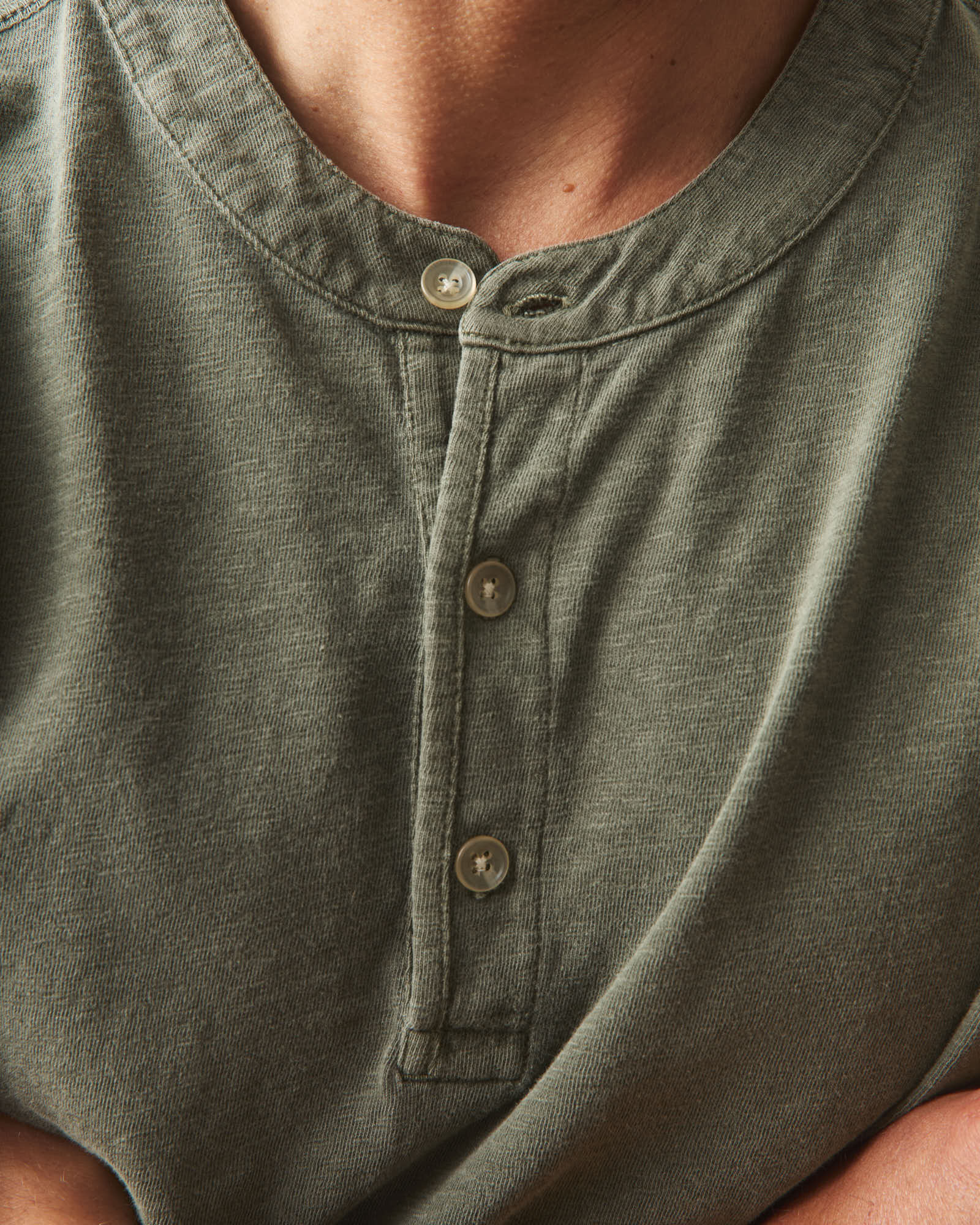 Men's Broken-In Premium Slub Henley - Washed Olive - Image 6