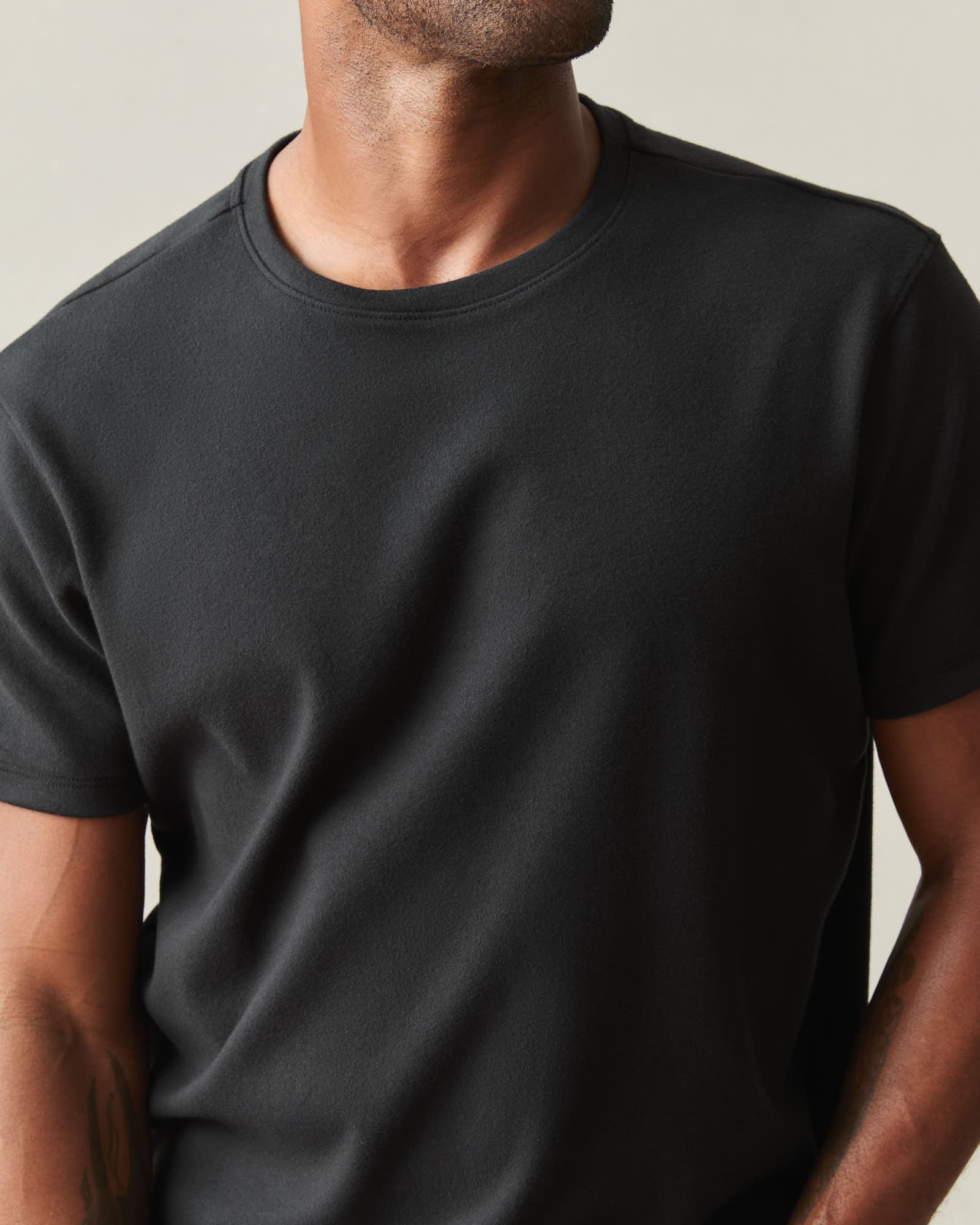 Men's Brushed Crew Tee - Black Solid - Image 4