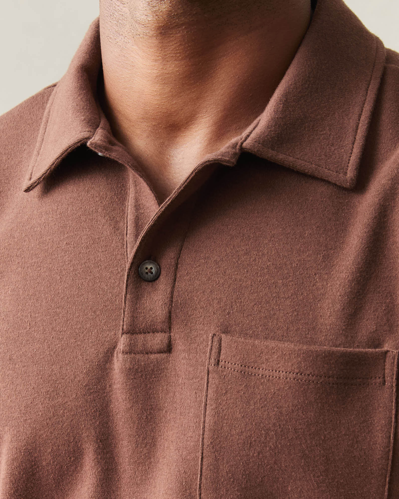 Men's Brushed Long Sleeve Polo - Tiramisu Heather - Image 5