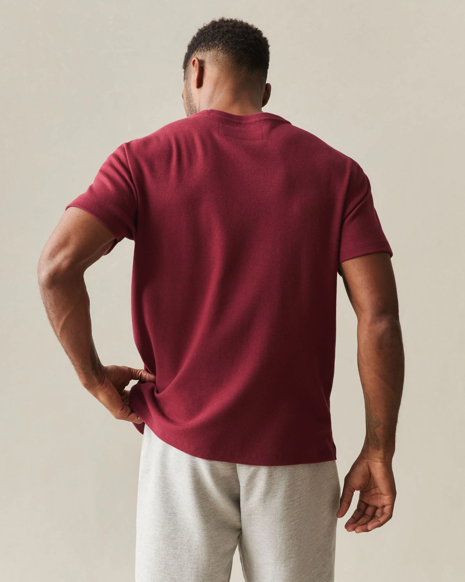 Men's Brushed Crew Tee - Syrah Heather - Image 3