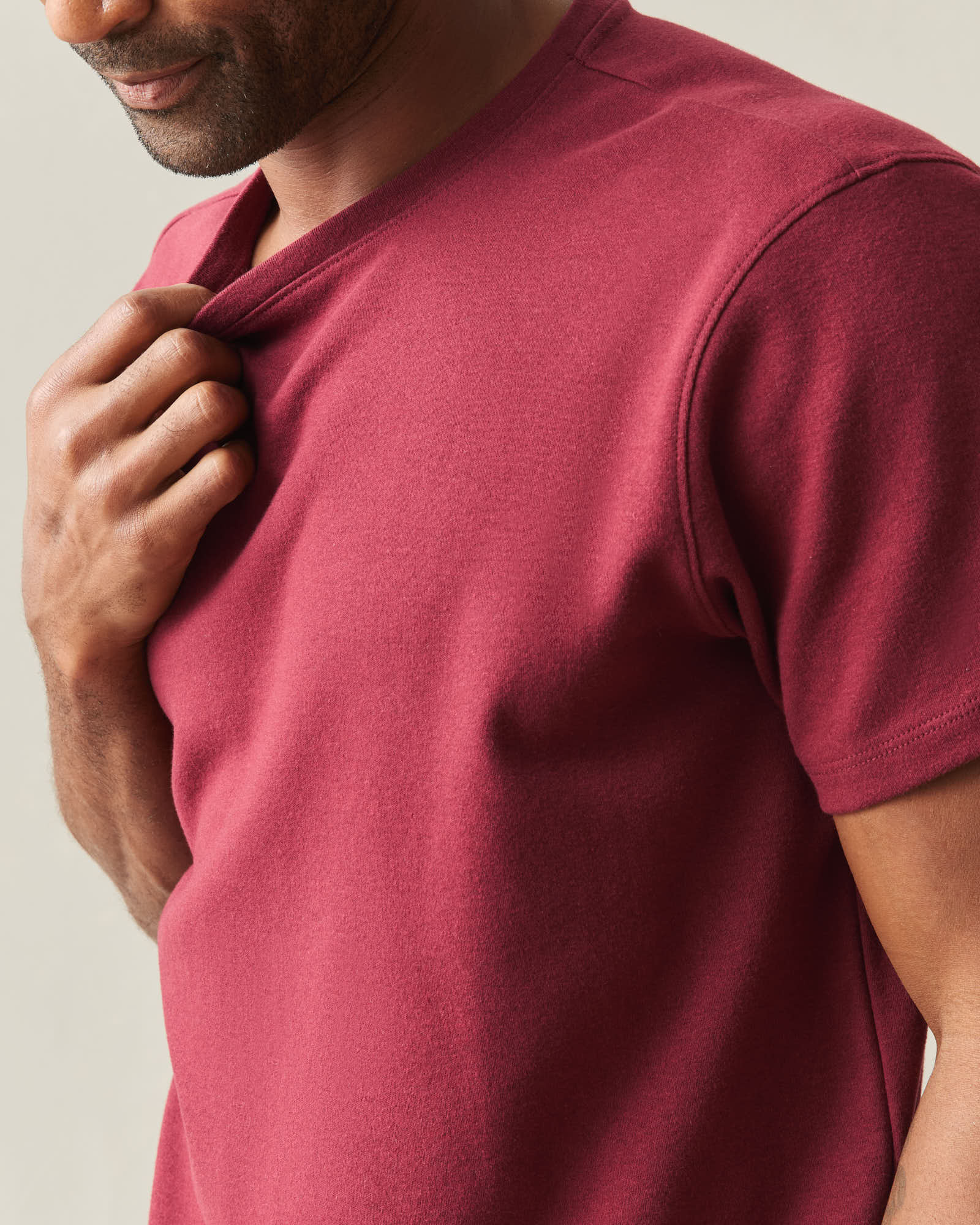 Men's Brushed Crew Tee - Syrah Heather - Image 4