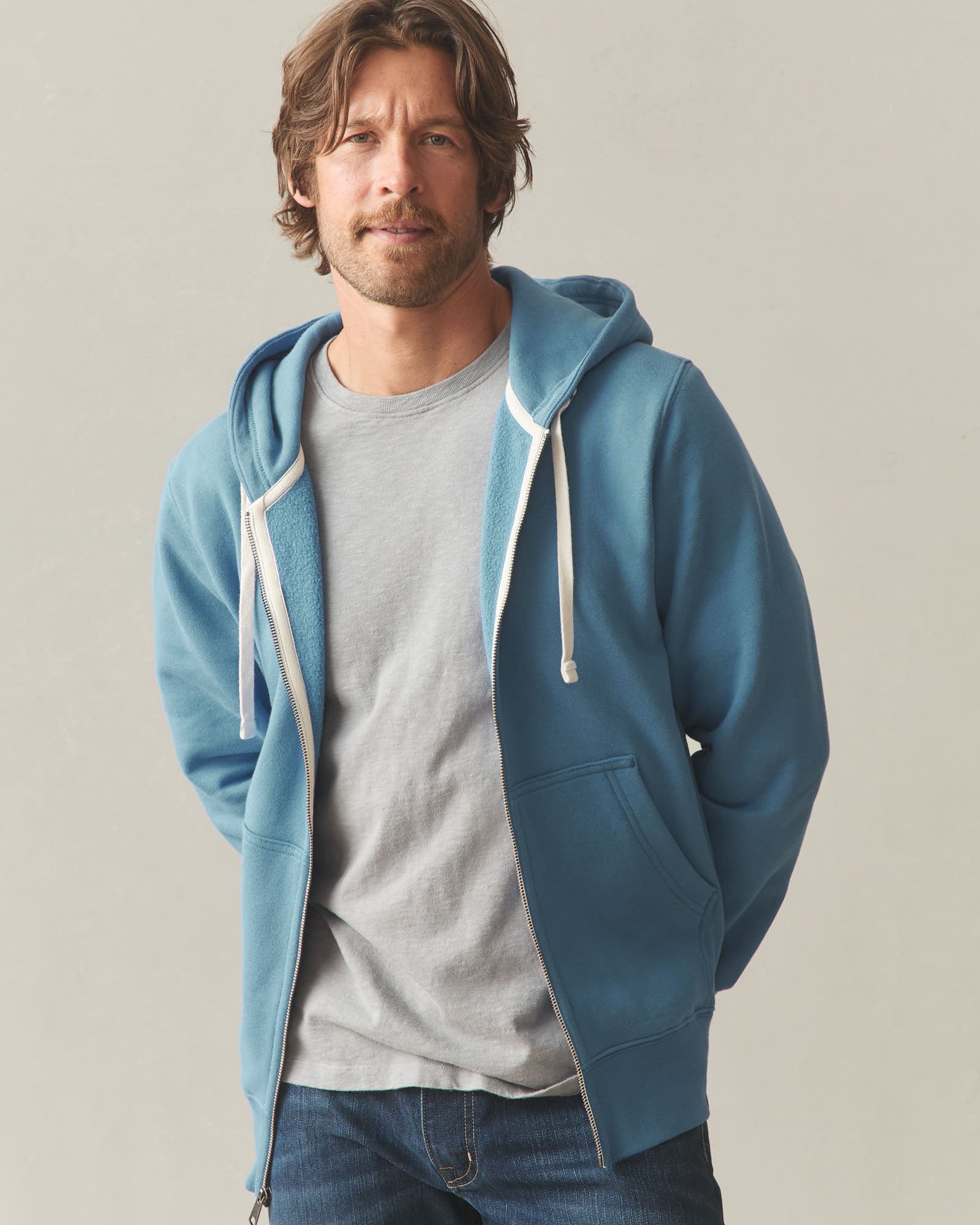 Men's Midweight Full Zip - Adriatic Blue - Image 2