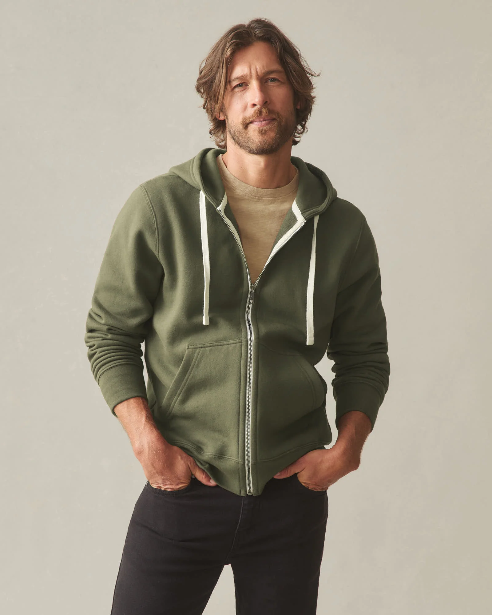 Men's Midweight Full Zip - Loden - Image 2