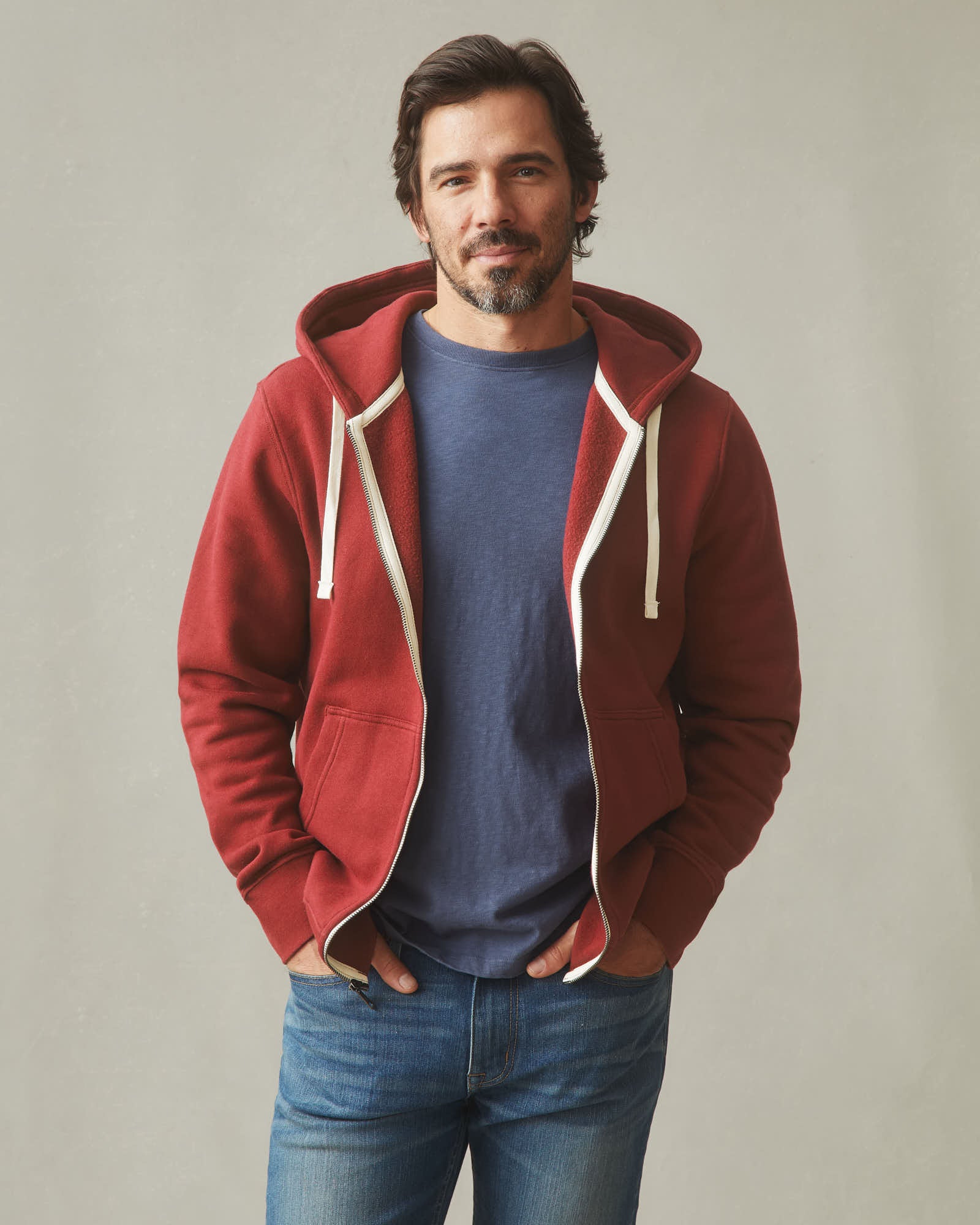 Men's Midweight Full Zip - Red Ochre - Image 2