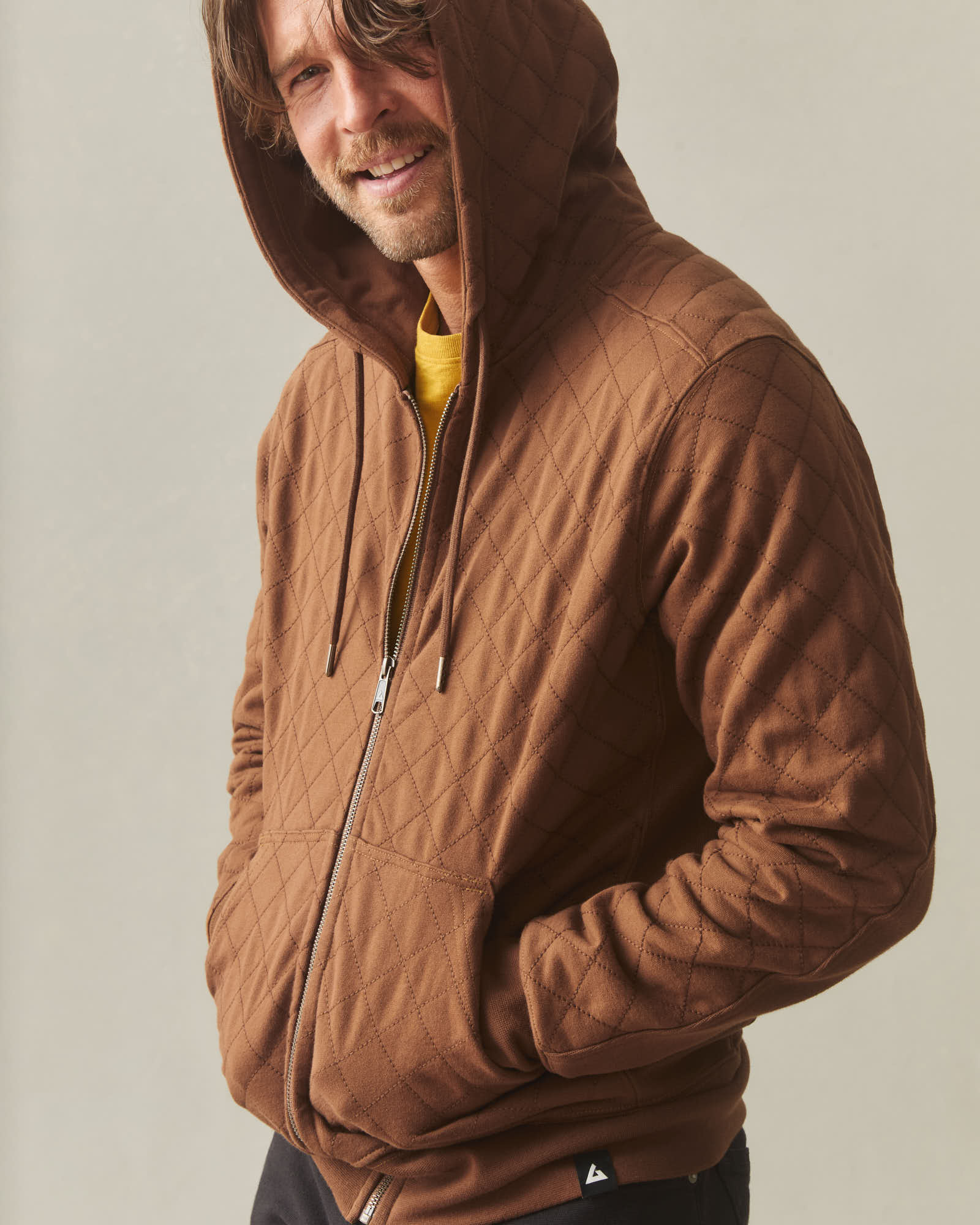Men's Diamond Stitch Classic Full Zip - Mahogany - Image 4
