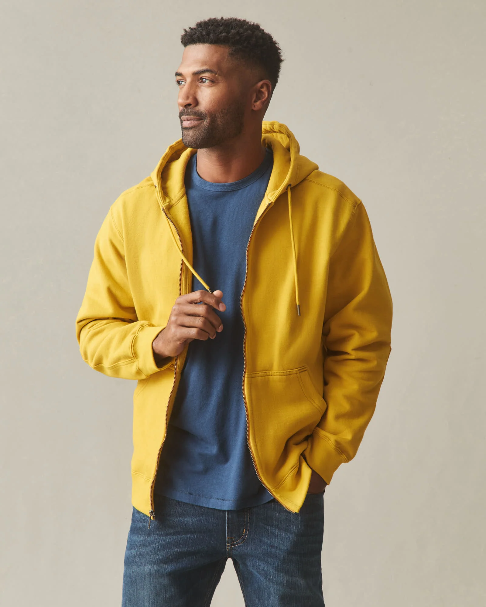 Men's Relaxed Classic Full Zip - Nugget Gold - Image 2