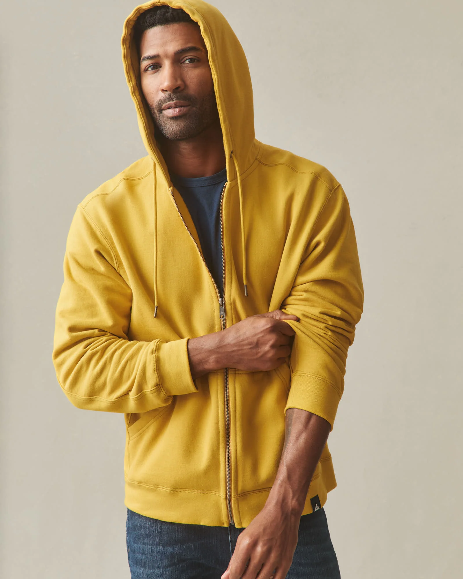 Men's Relaxed Classic Full Zip - Nugget Gold - Image 3