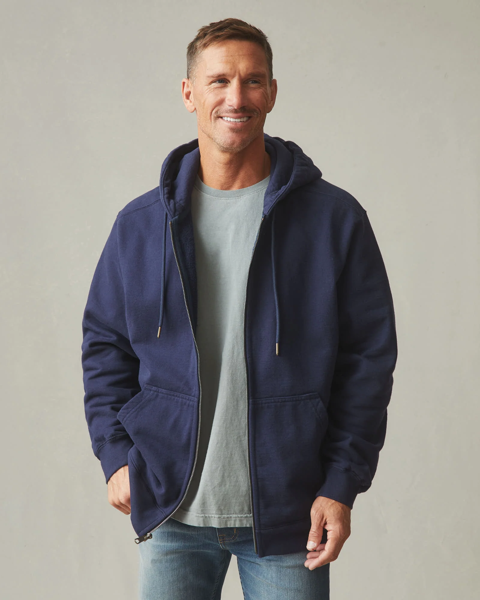 Men's Relaxed Classic Full Zip - True Navy - Image 2