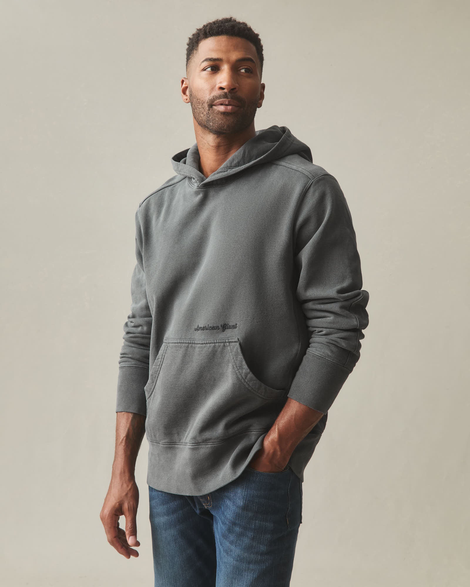 Men's Vintage Wash Classic Pullover - Washed Charcoal - Image 2