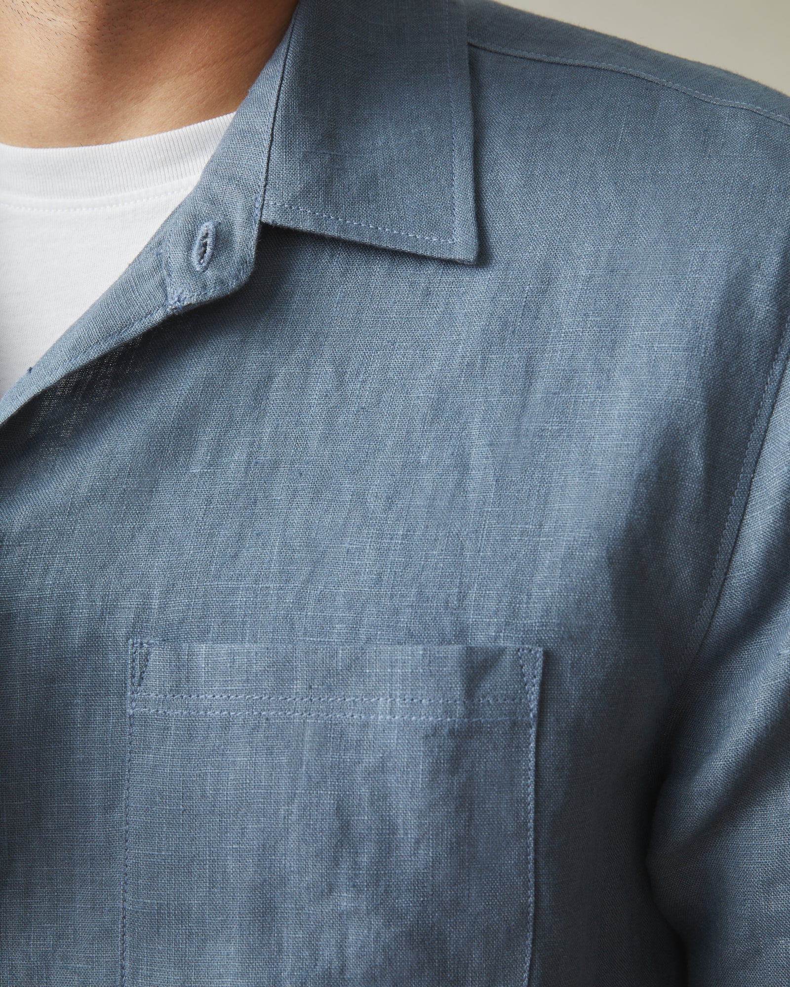 Men's Linen Shirt - Slate Blue - Image 4