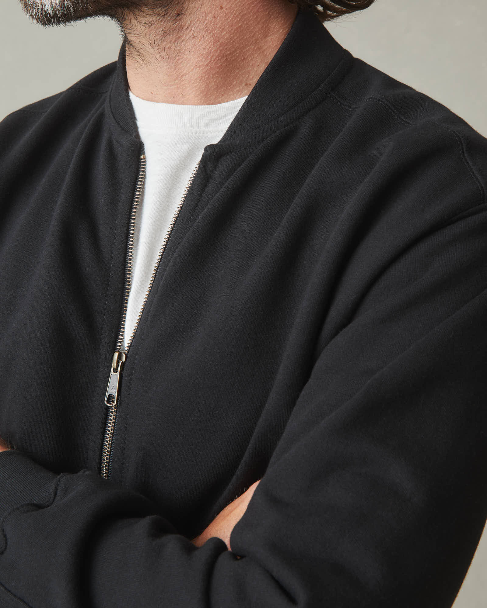 Men's Fleece Bomber Jacket - Black - Image 3
