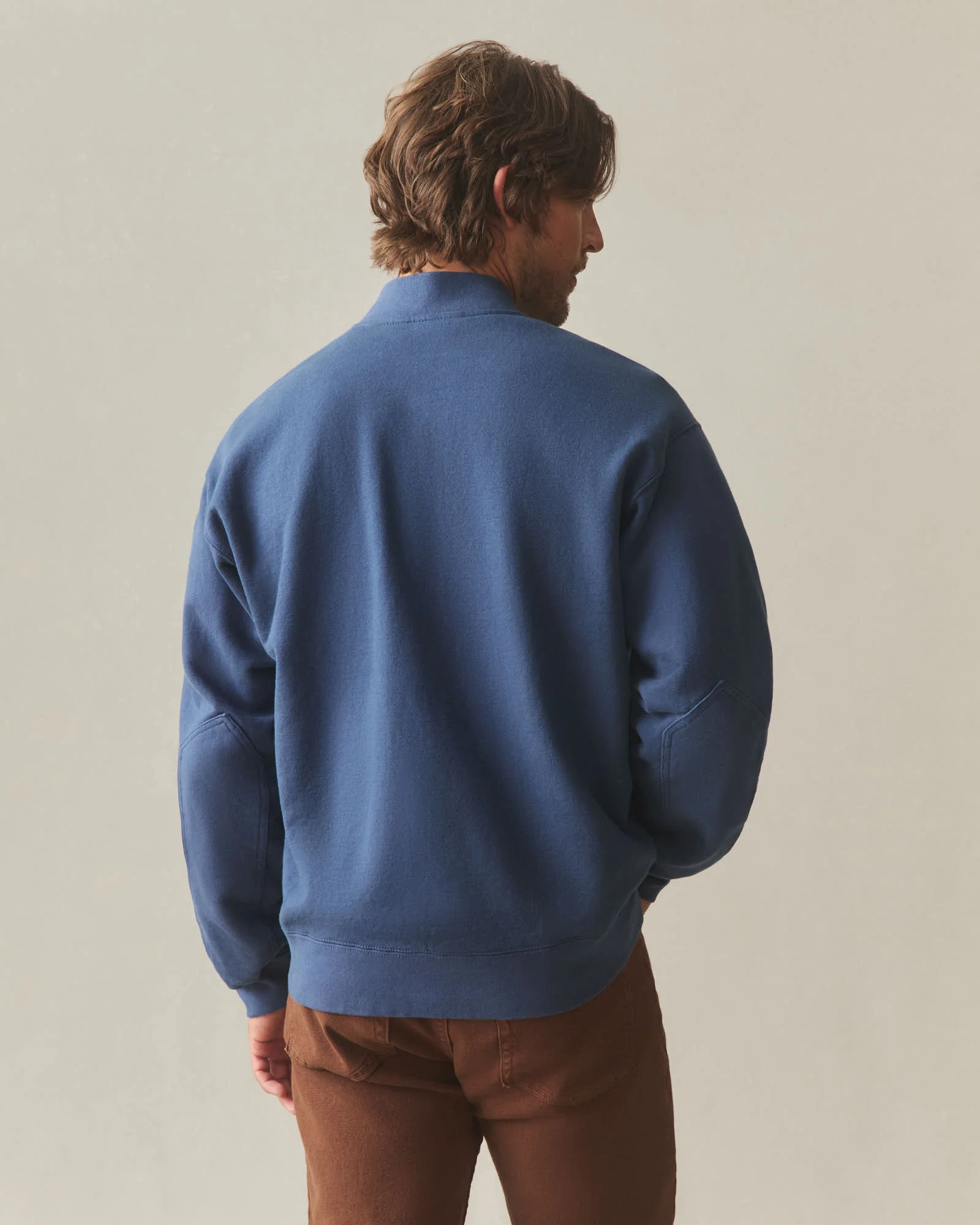 Men's Fleece Bomber Jacket - Marine Navy - Image 5