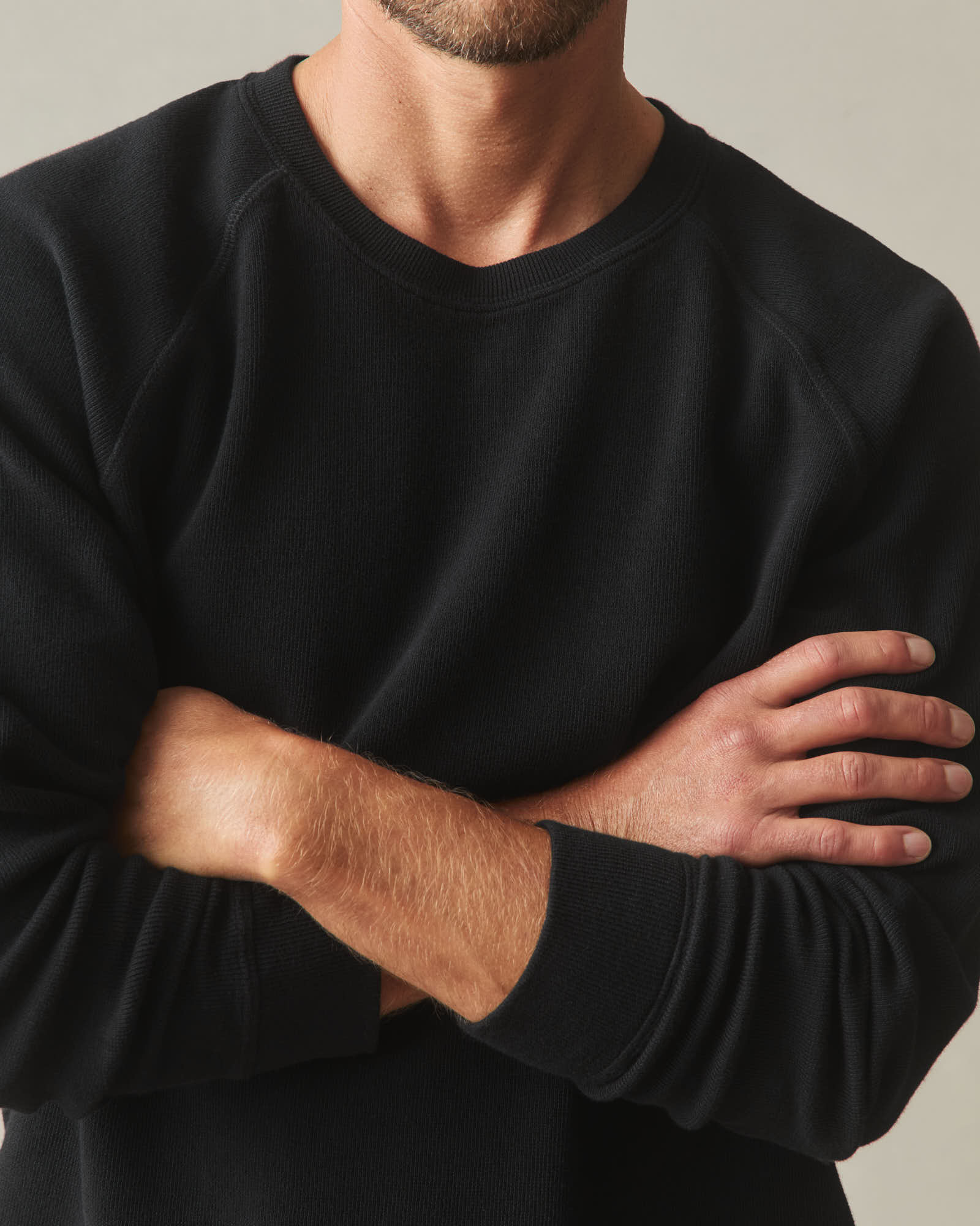 Men's French Rib Crew - Black - Image 6