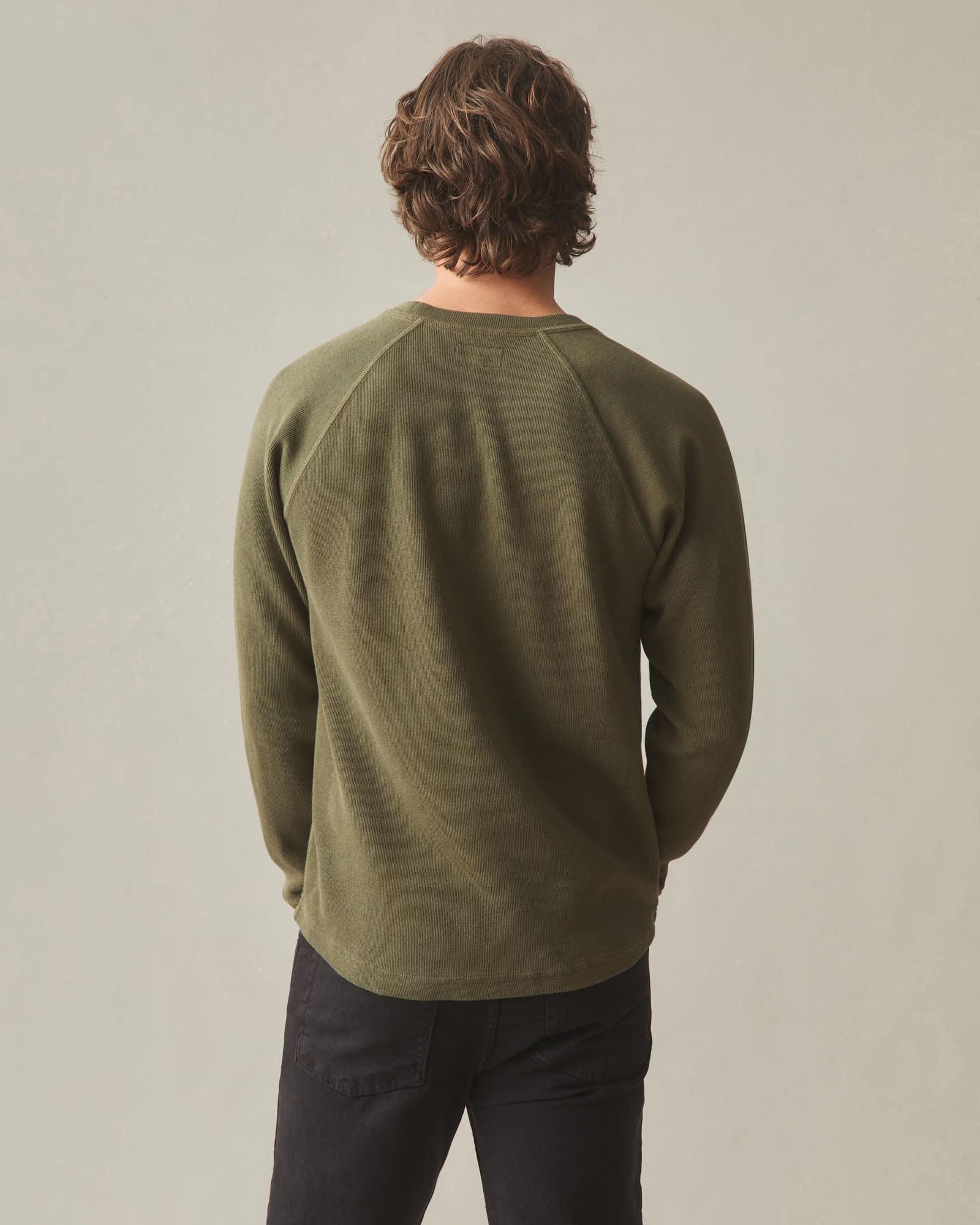 Men's French Rib Crew - Olive - Image 3