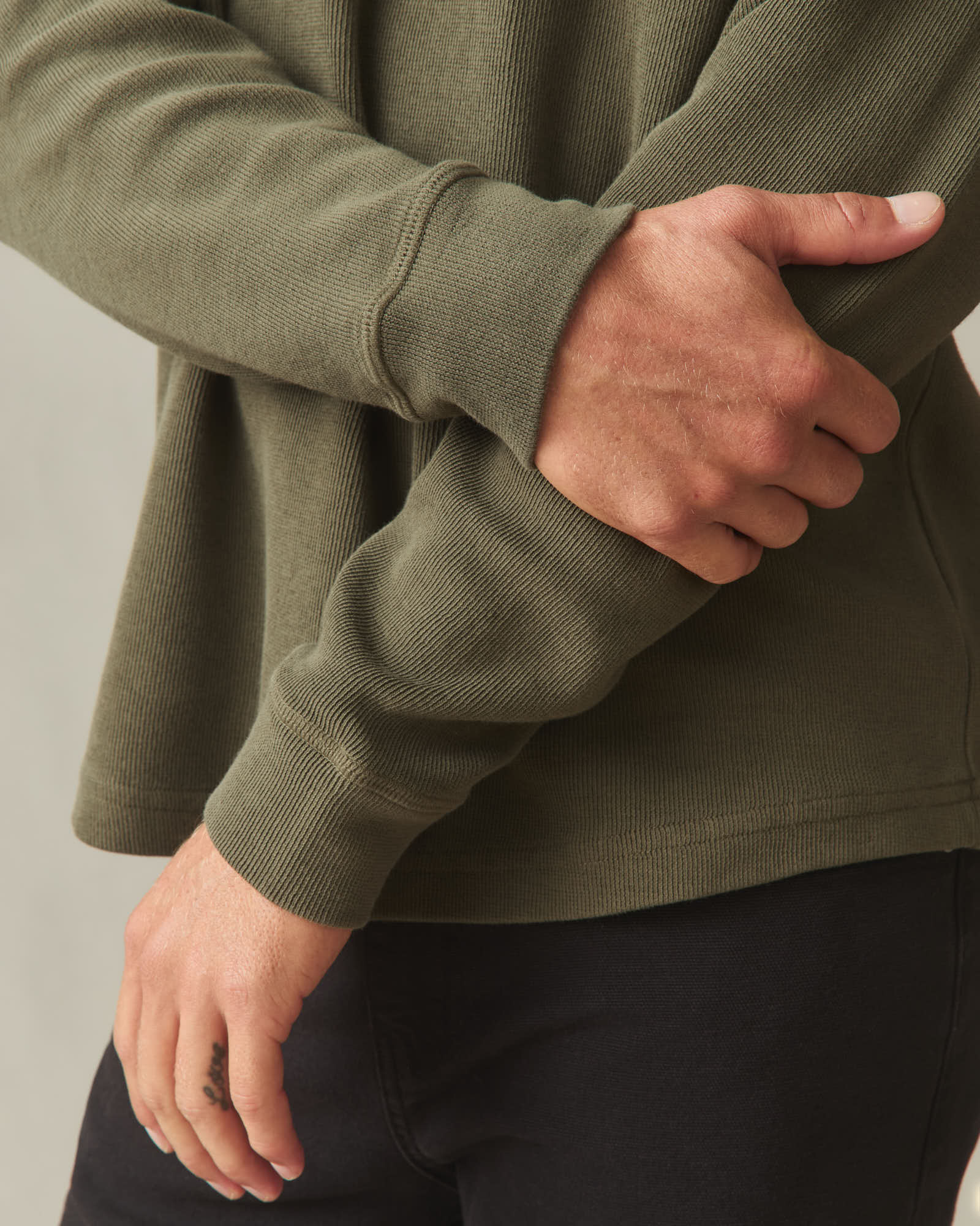 Men's French Rib Crew - Olive - Image 4