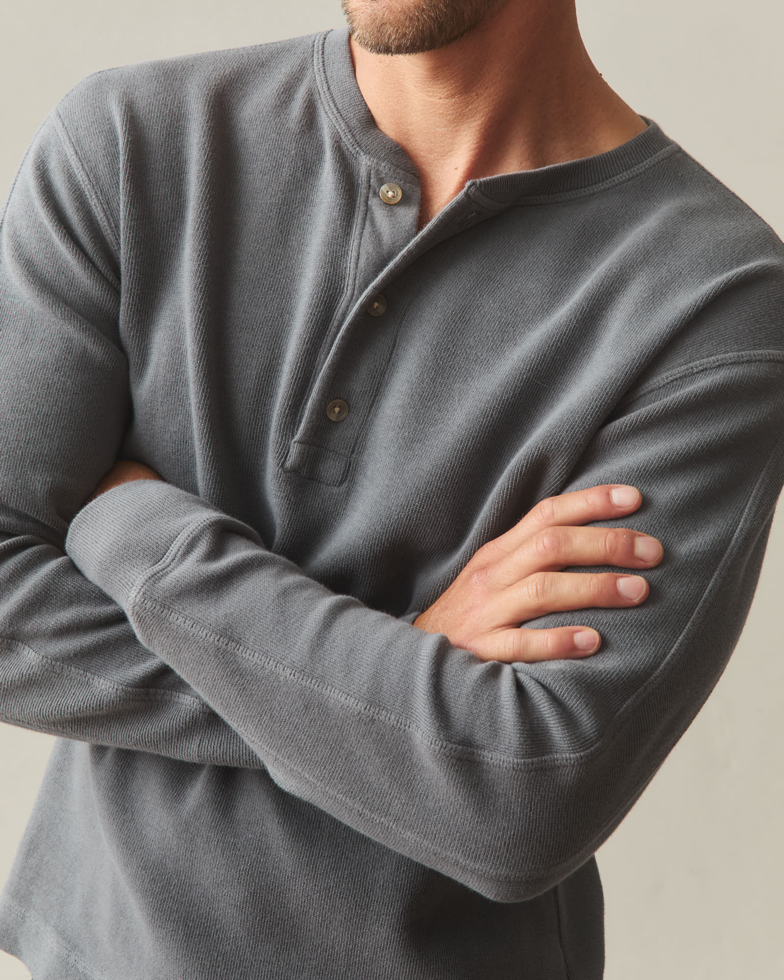 Men's French Rib Henley - Lava Smoke - Image 6