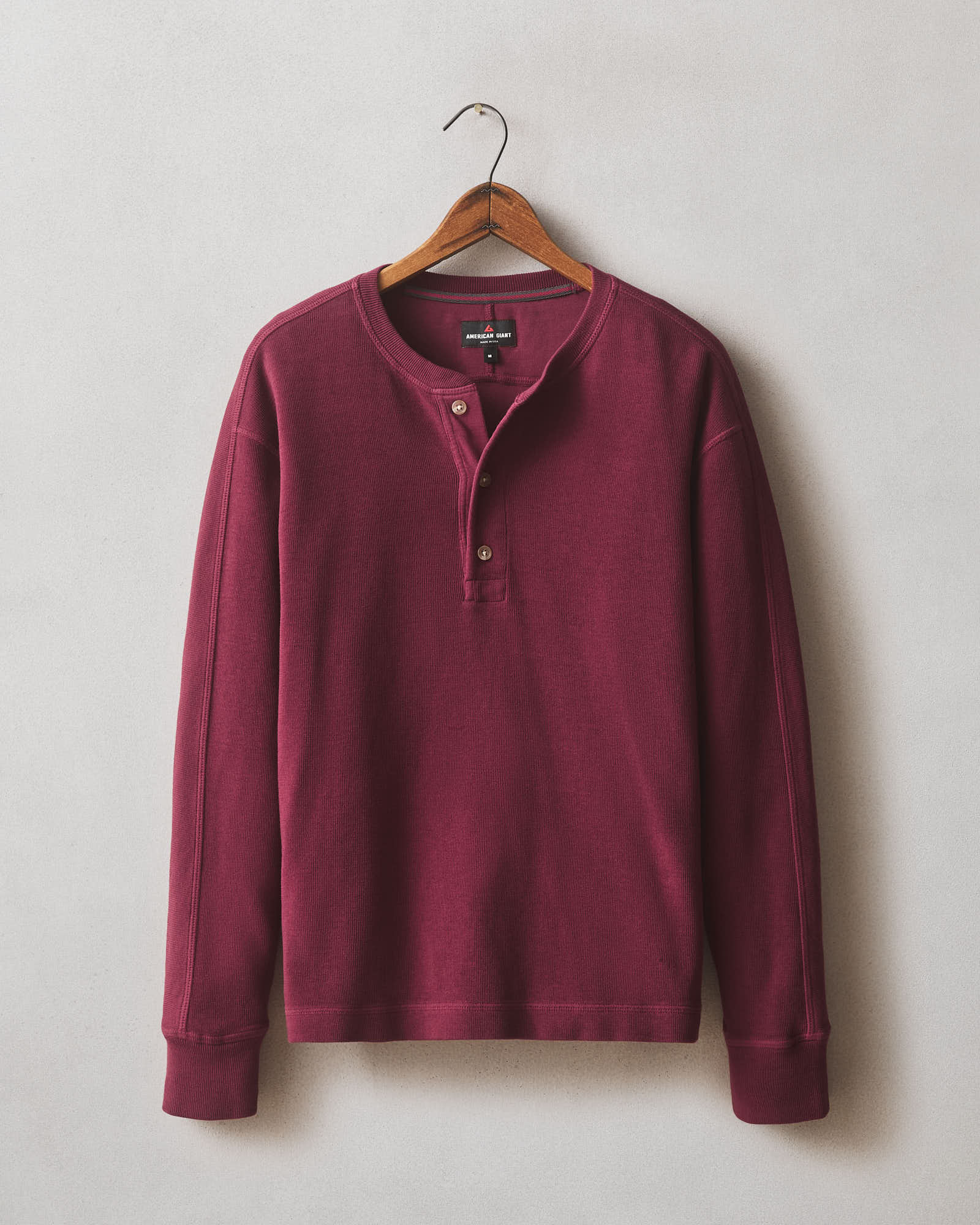 Men's French Rib Henley - Pomegranate
