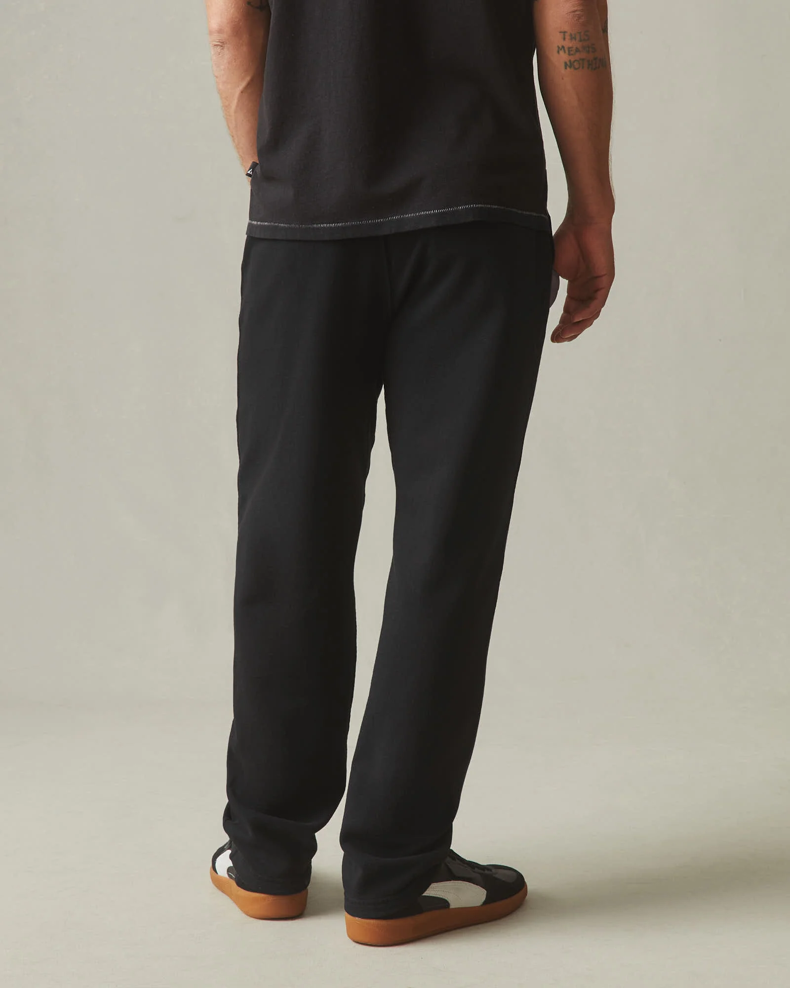 Men's French Terry Straight Pant - Black - Image 5
