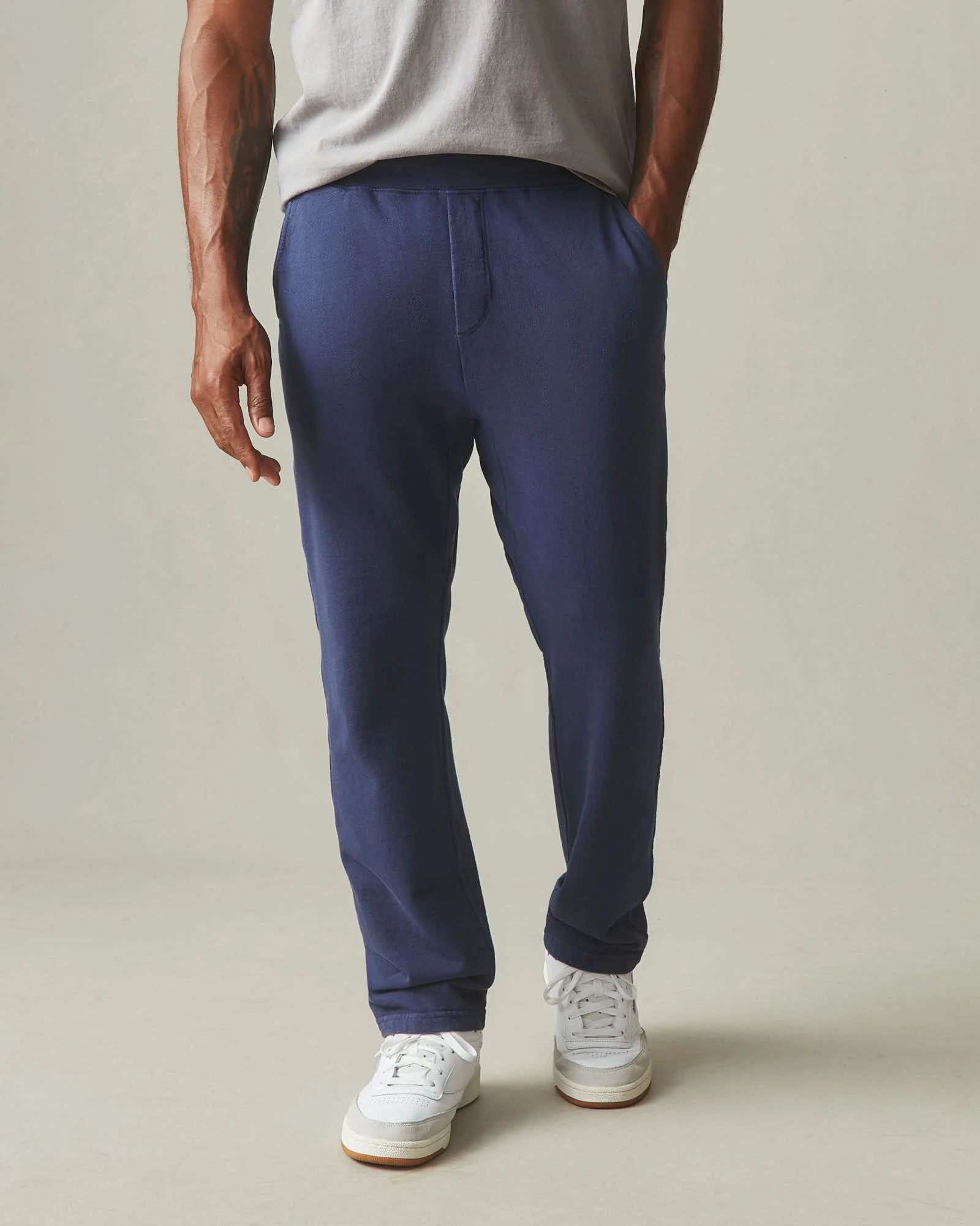 Men's French Terry Straight Pant - True Navy - Image 2