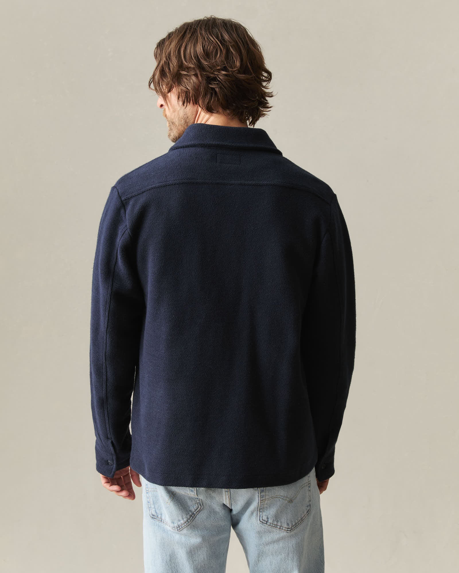 Men's French Terry Twill Shacket - Dress Navy - Image 4