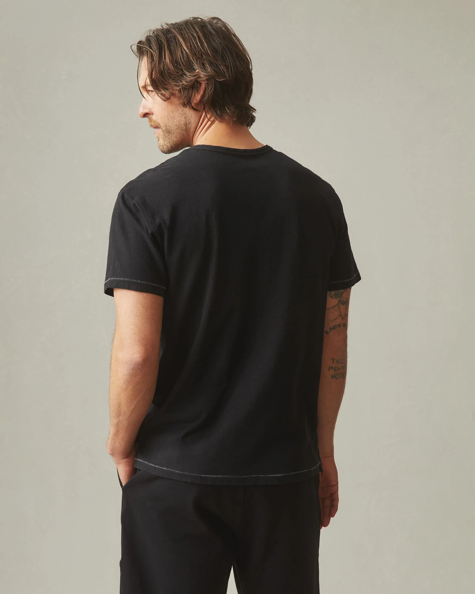 Men's Hemp Jersey Crew Tee - Black - Image 3