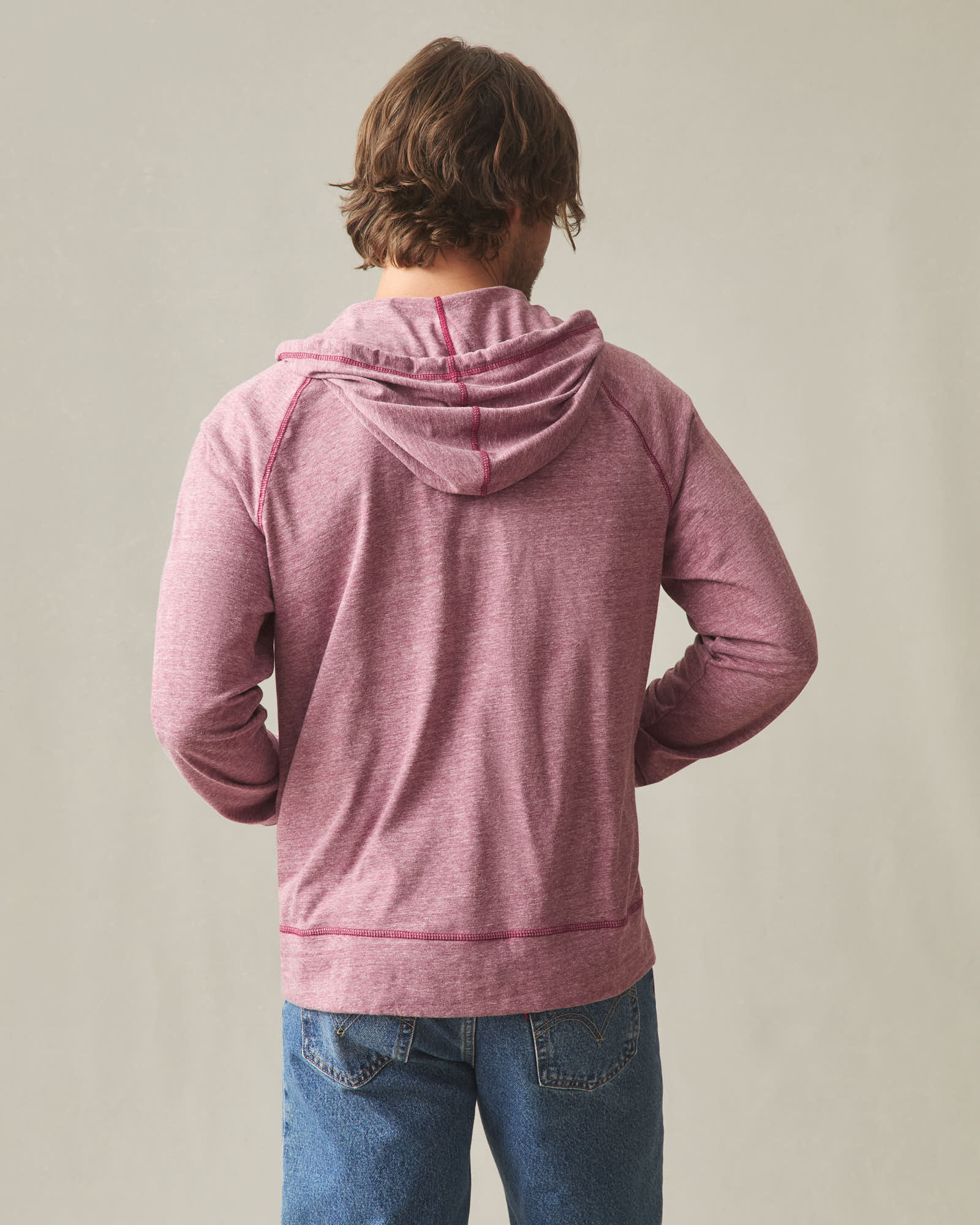 Men's Lightweight Full Zip - Bonfire Red Heather - Image 4
