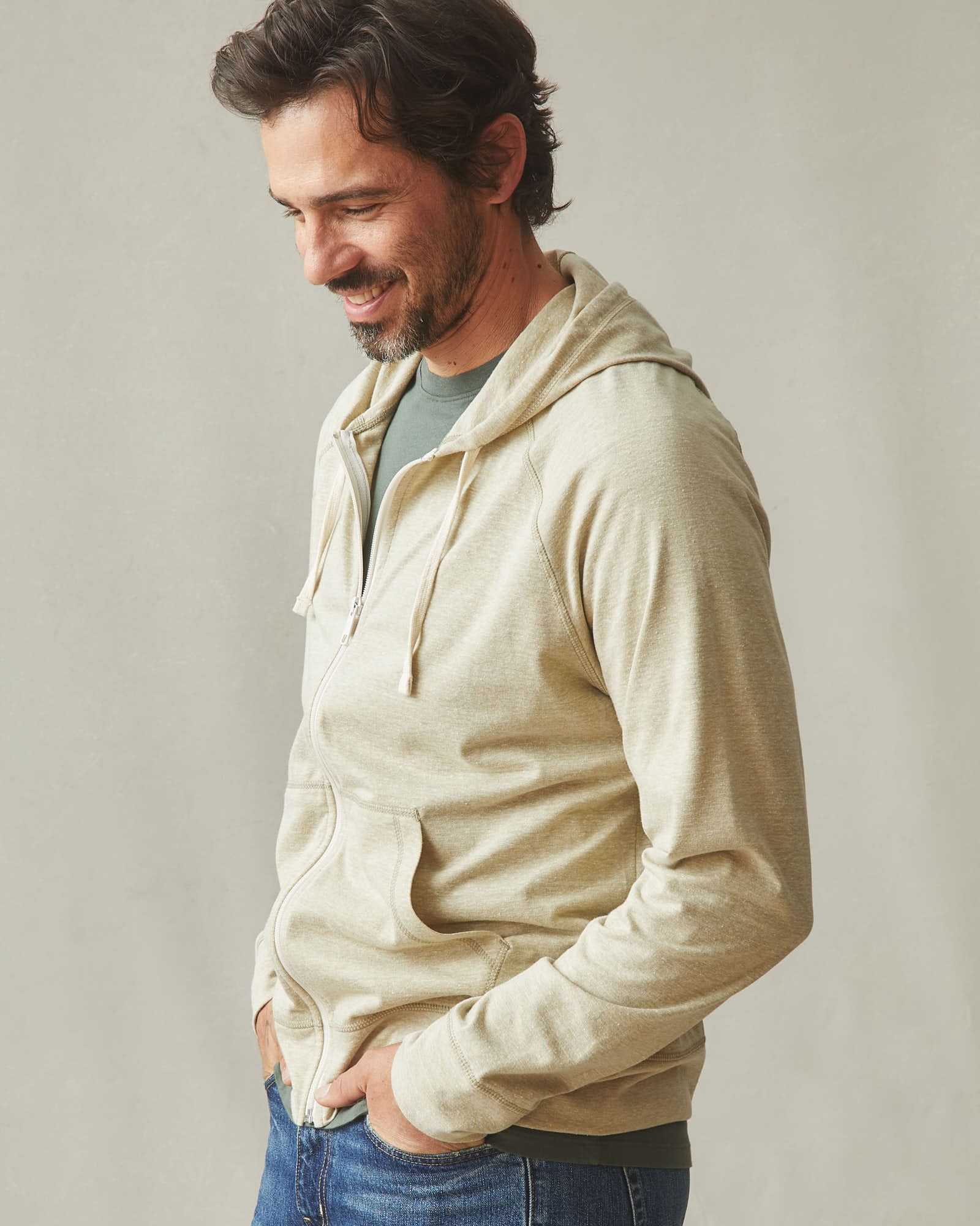 Men's Lightweight Full Zip - Buckwheat Heather - Image 4