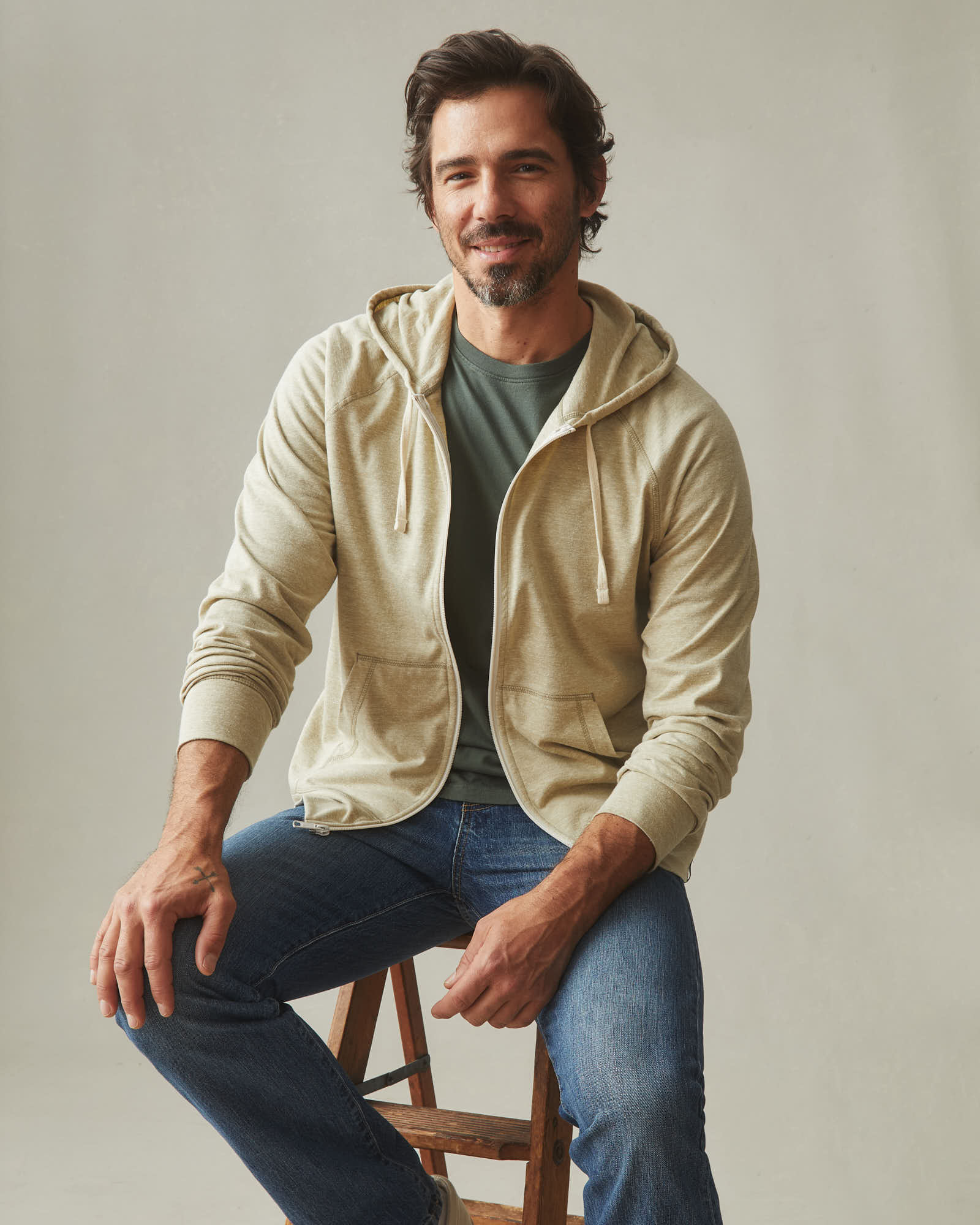 Men's Lightweight Full Zip - Buckwheat Heather - Image 6