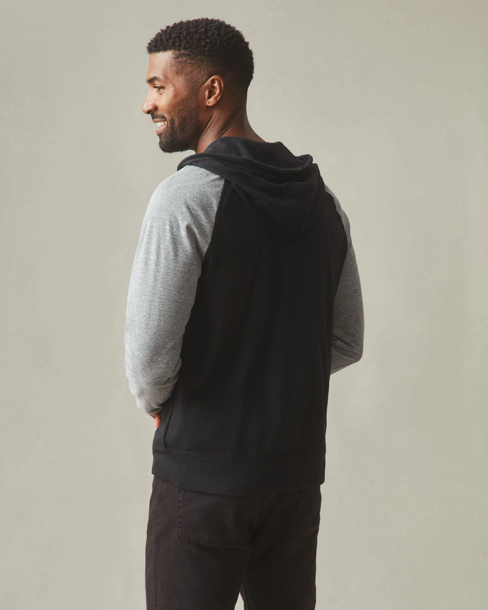 Men's Colorblock Lightweight Full Zip - Dark Charcoal Black Solid Heather - Image 4