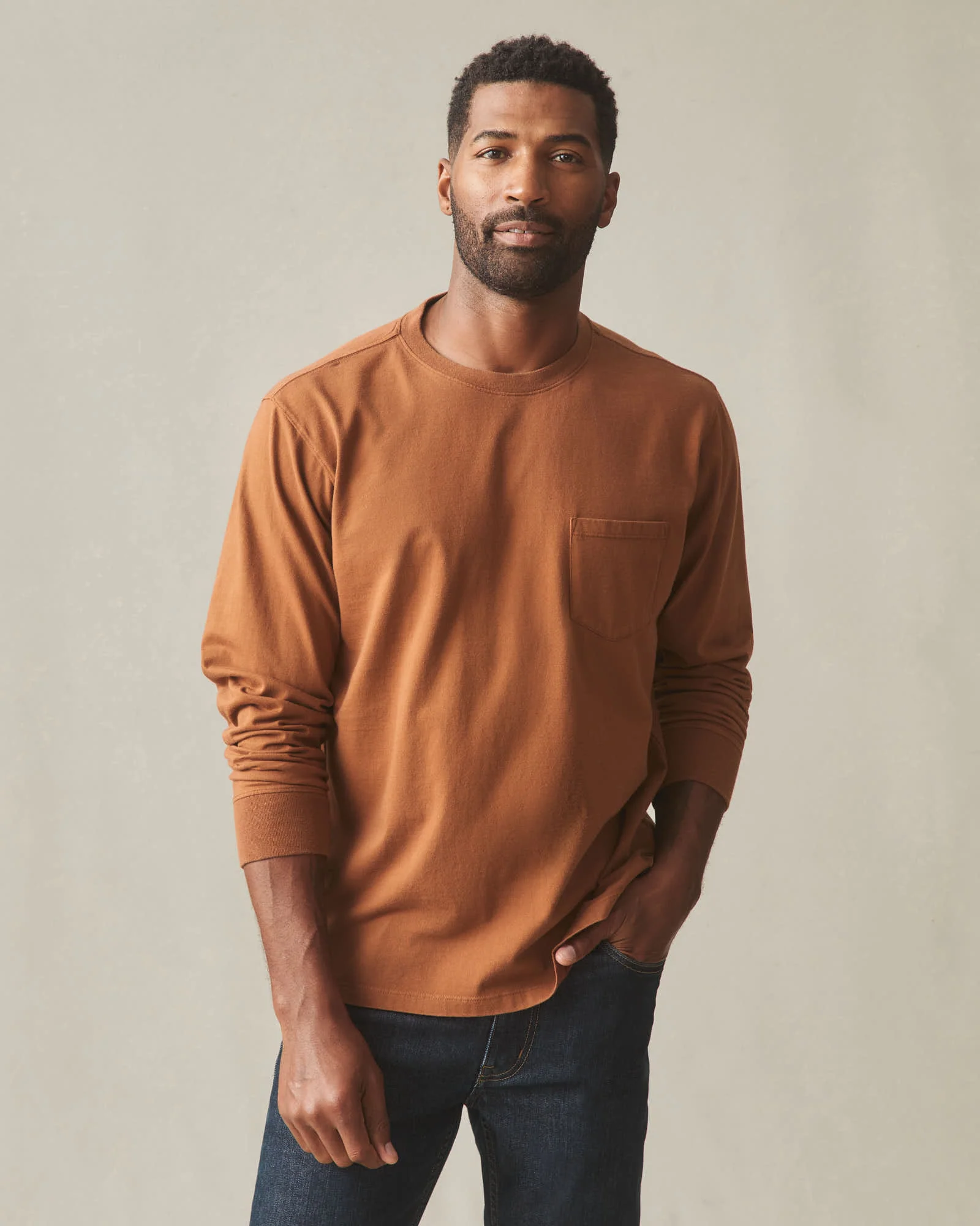Men's Long Sleeve Pocket Tee - Tortoise Shell - Image 2