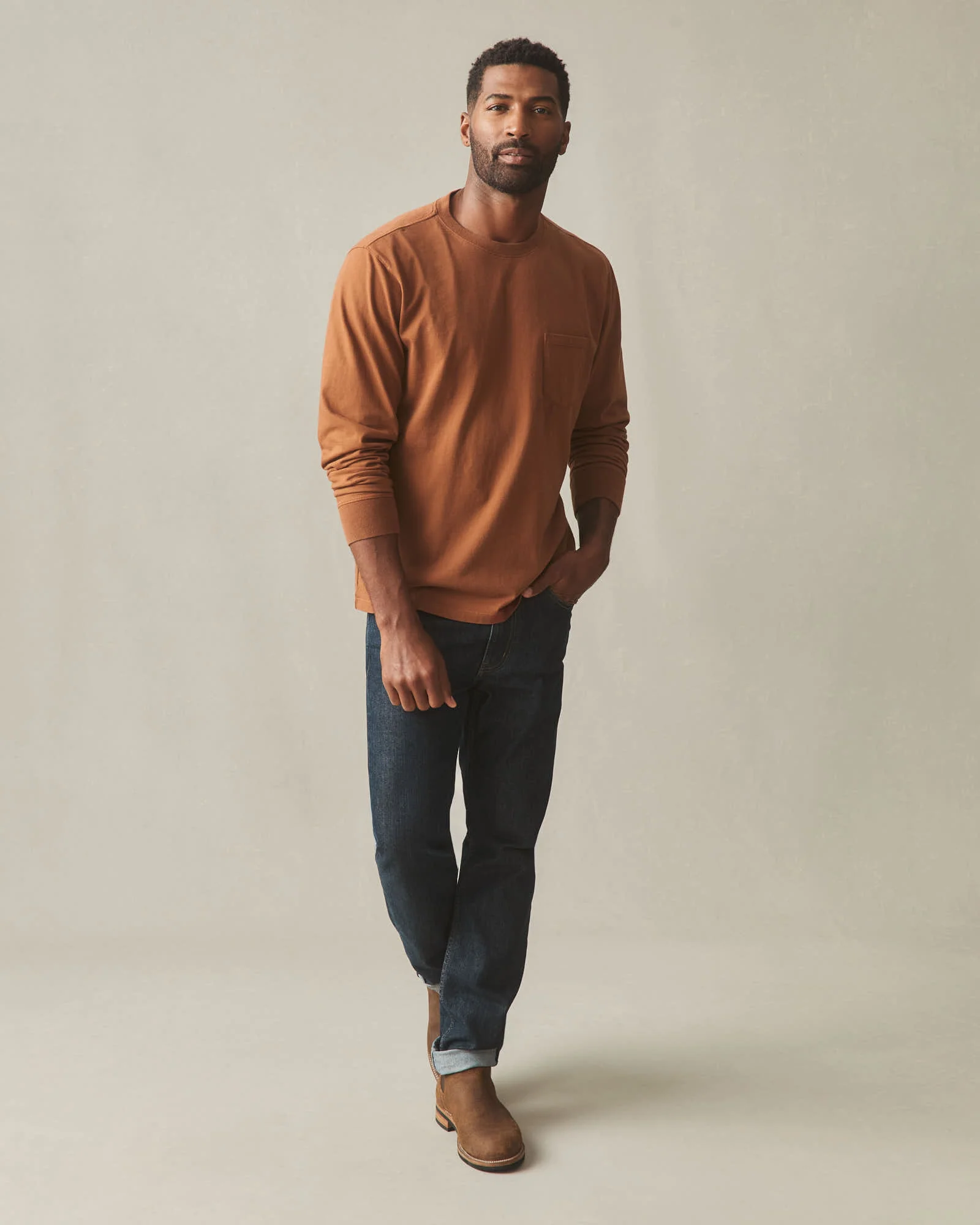 Men's Long Sleeve Pocket Tee - Tortoise Shell - Image 6