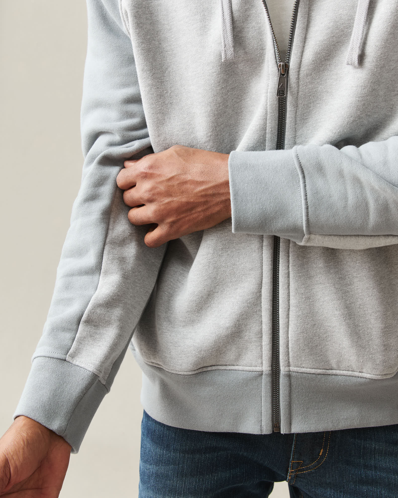 Men's Raglan Colorblock Midweight Full Zip - Athletic Heather Monument - Image 6