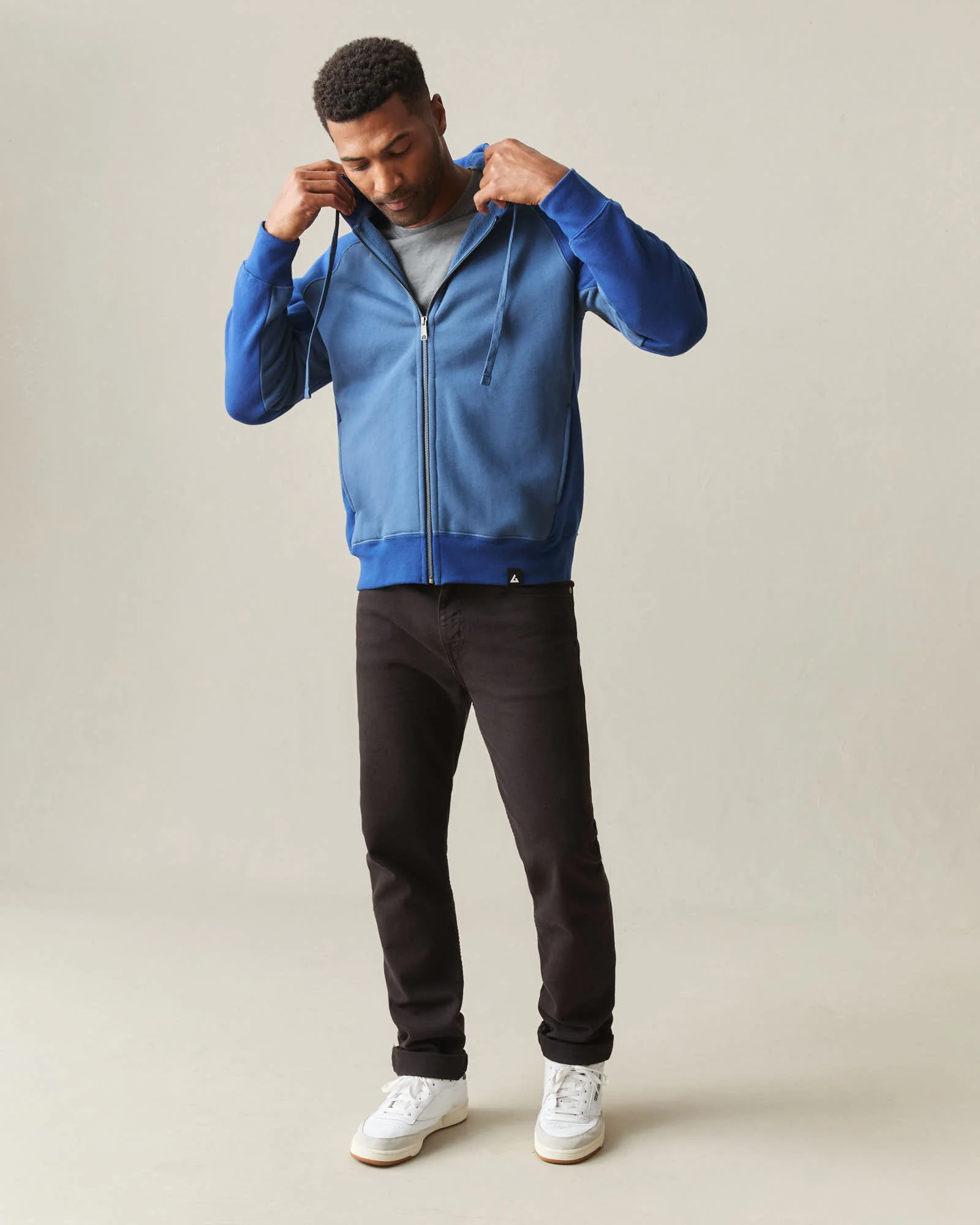 Men's Raglan Colorblock Midweight Full Zip - Dark Denim Estate Blue - Image 6