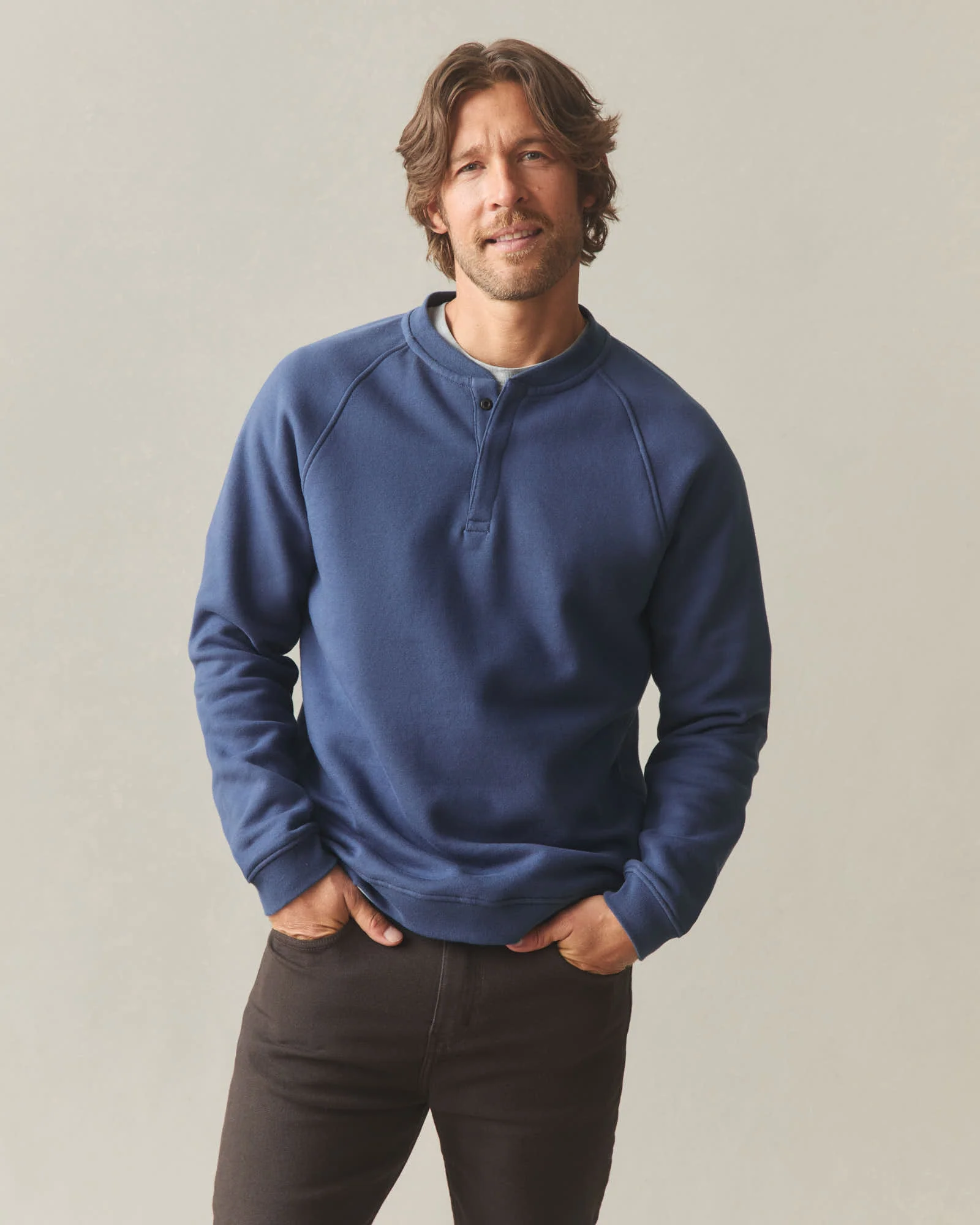Men's Midweight Snap Henley - Dark Denim - Image 2