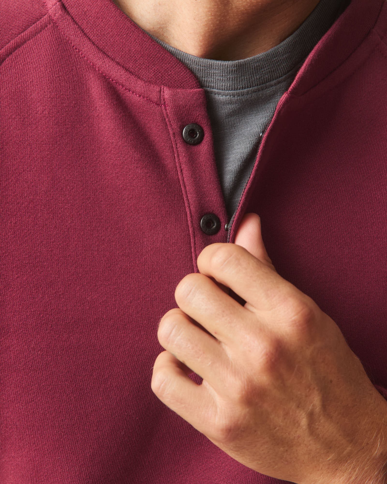 Men's Midweight Snap Henley - Pomegranate - Image 6