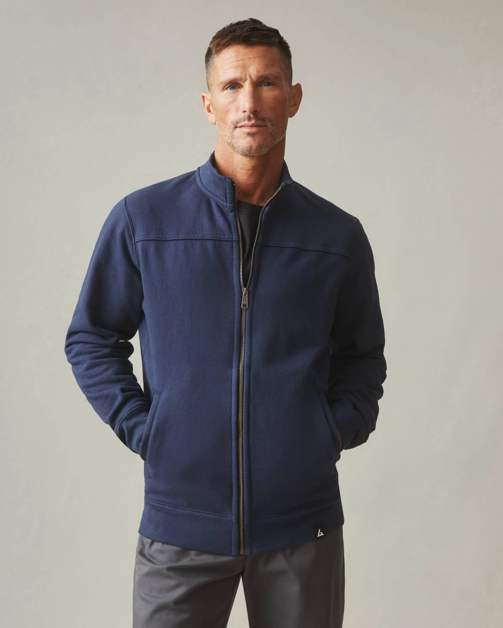 Men's Moto Full Zip - Oxford Blue - Image 2
