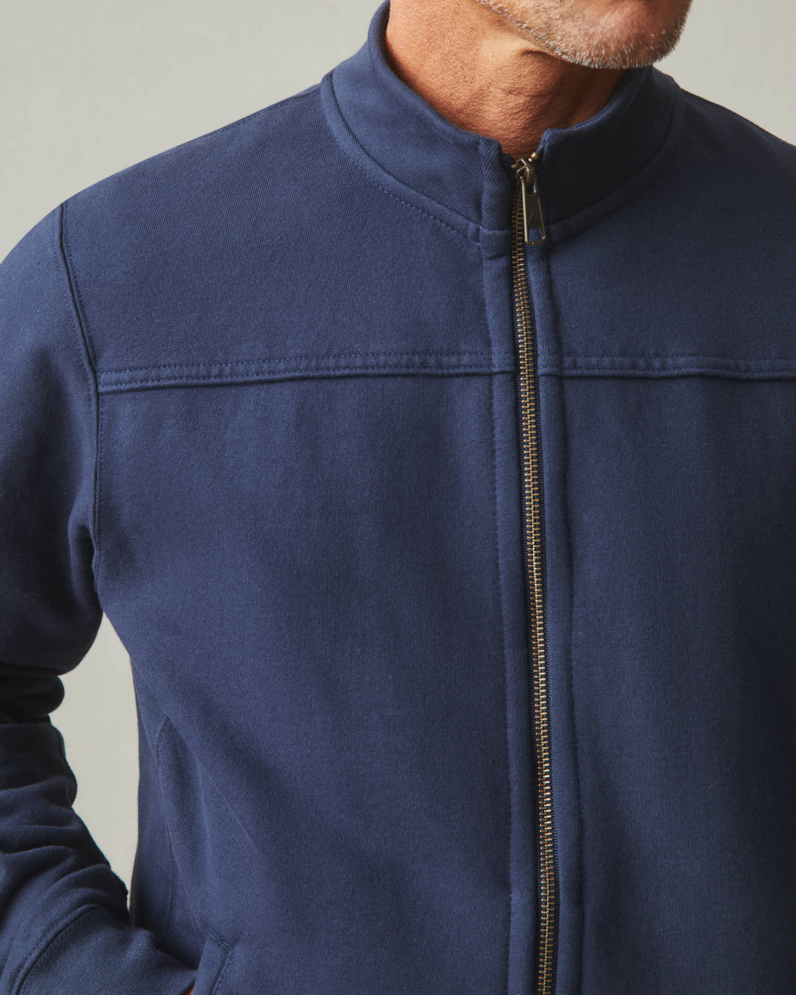 Men's Moto Full Zip - Oxford Blue - Image 3