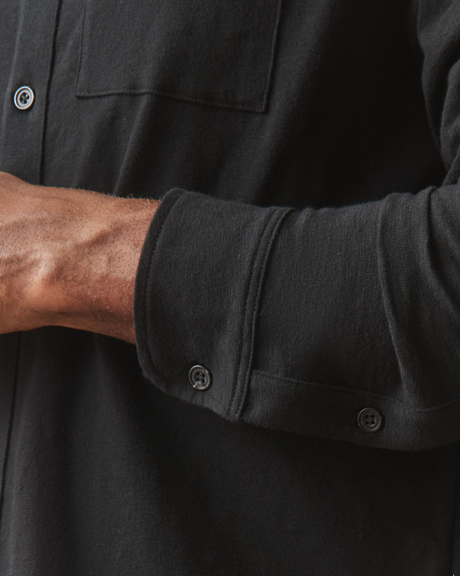 Men's Premium Slub Button Up Long Sleeve - Black - Image 5