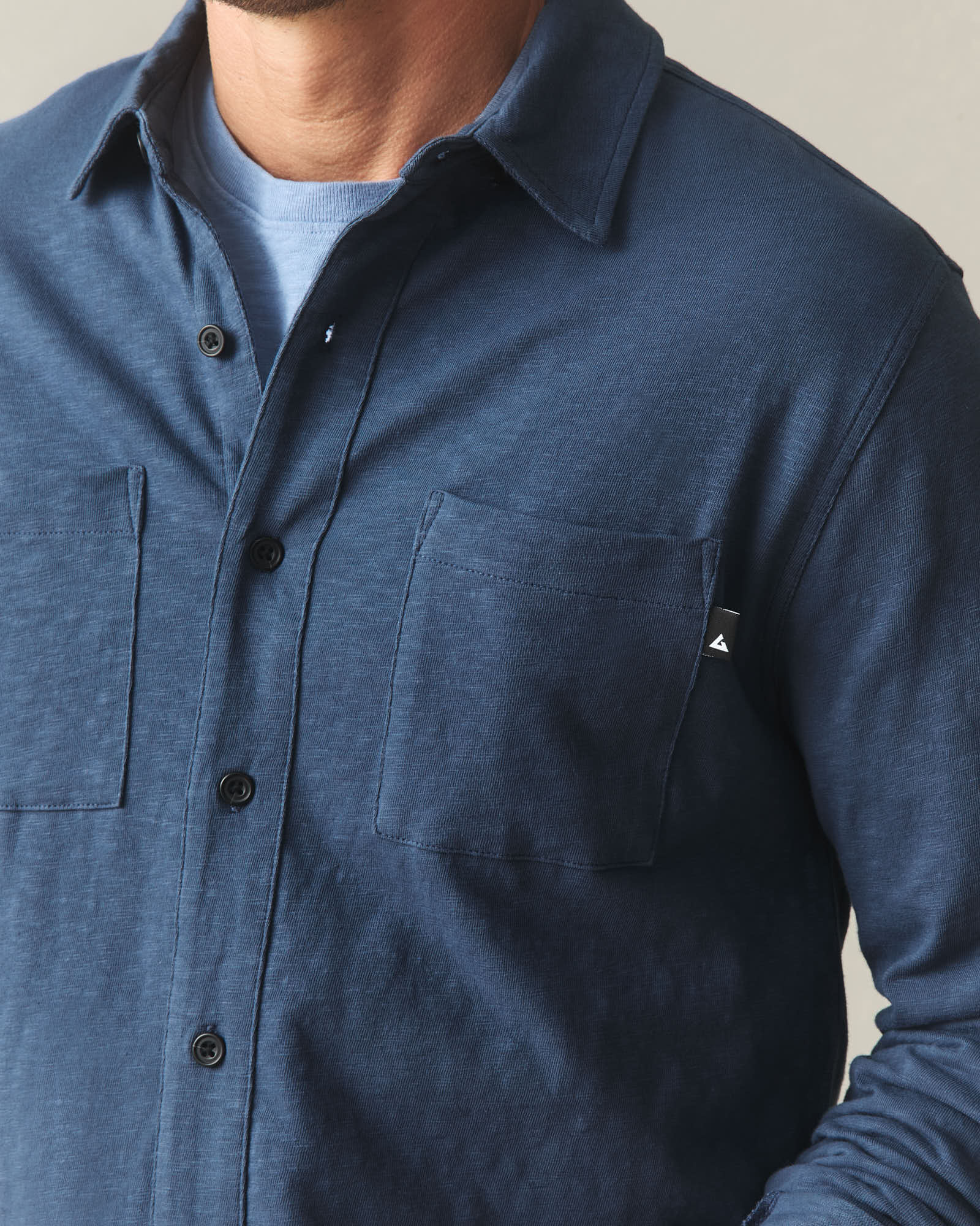 Men's Premium Slub Button Up Long Sleeve - Dark Denim - Image 5