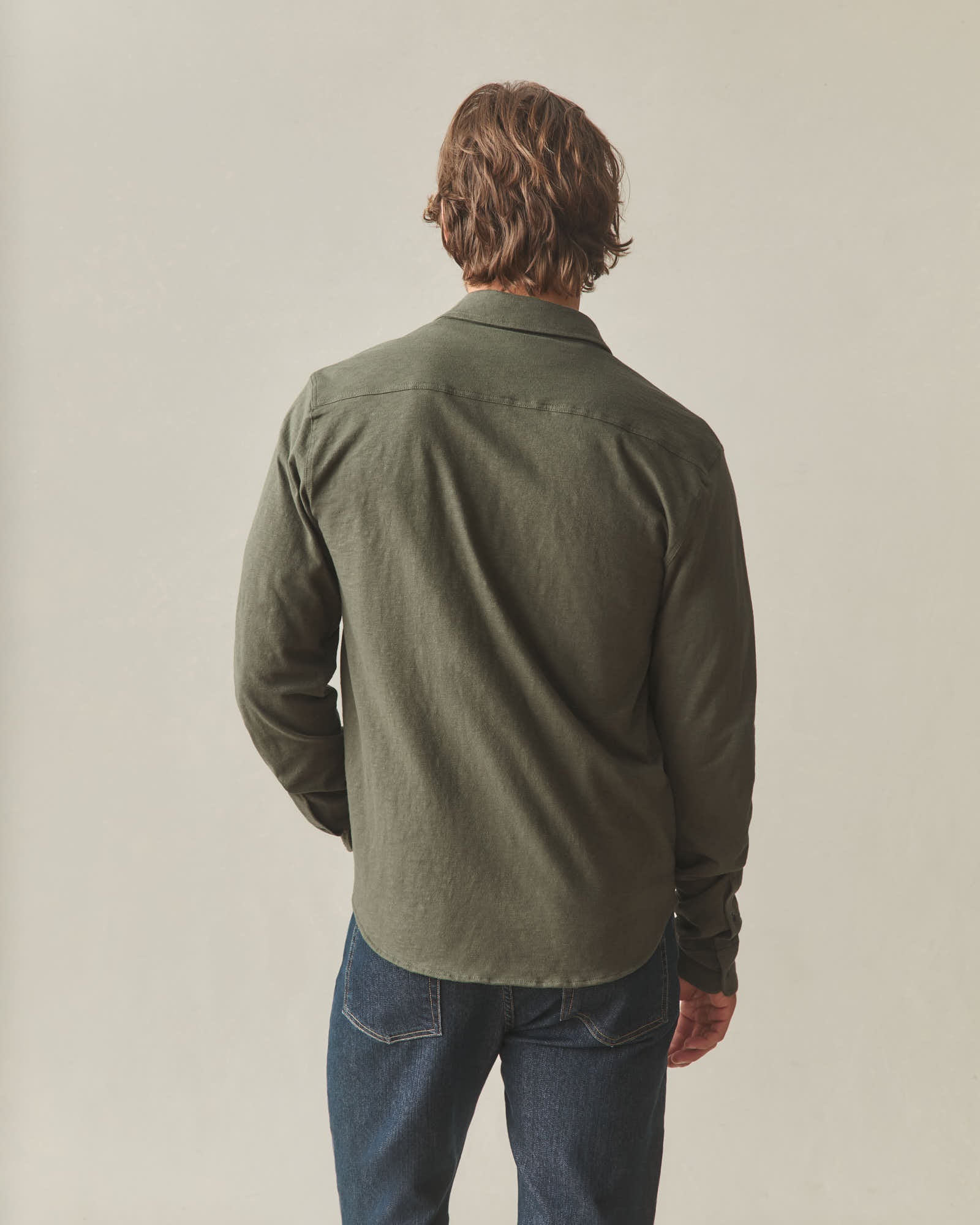 Men's Premium Slub Button Up Long Sleeve - Loden - Image 4