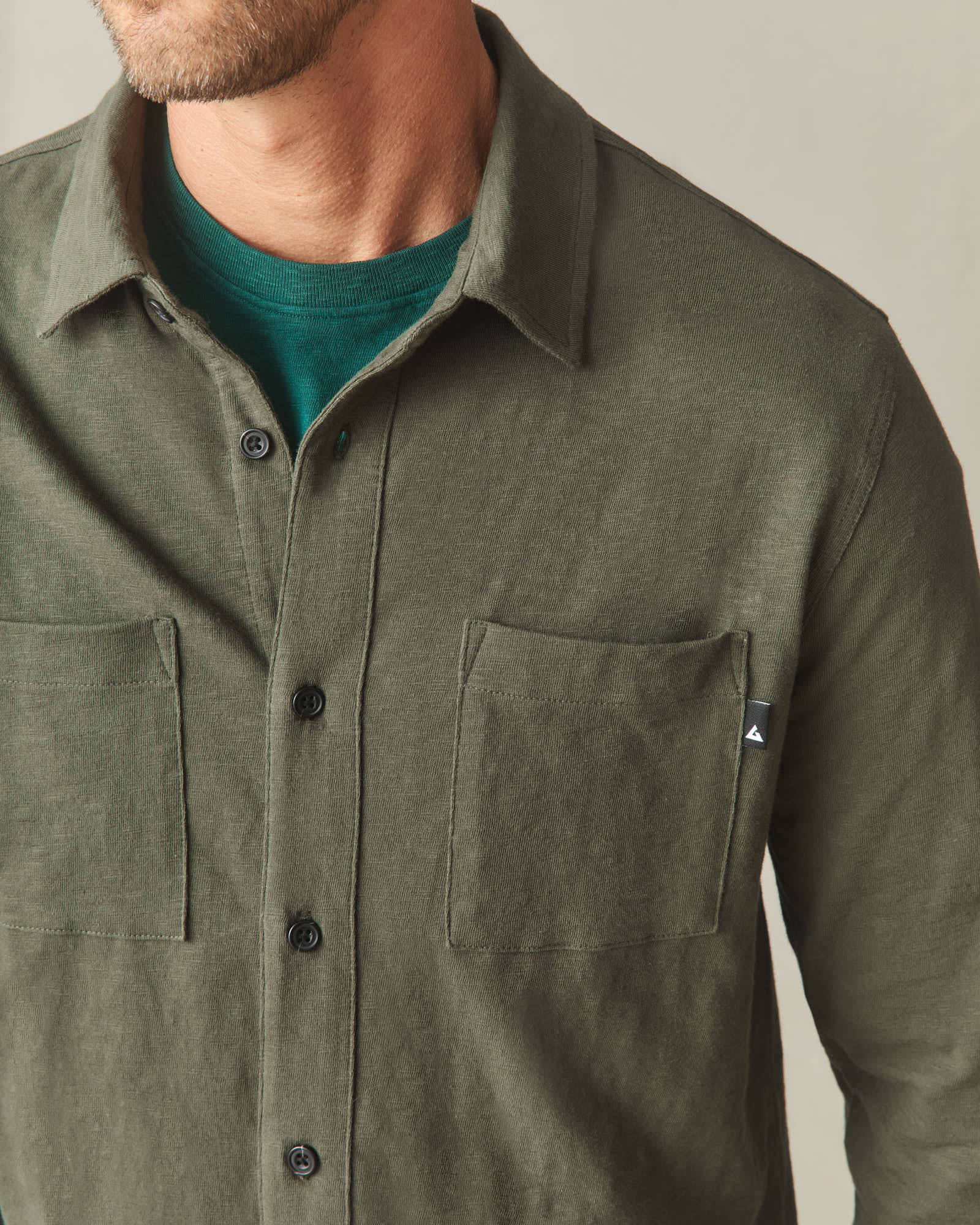 Men's Premium Slub Button Up Long Sleeve - Loden - Image 5