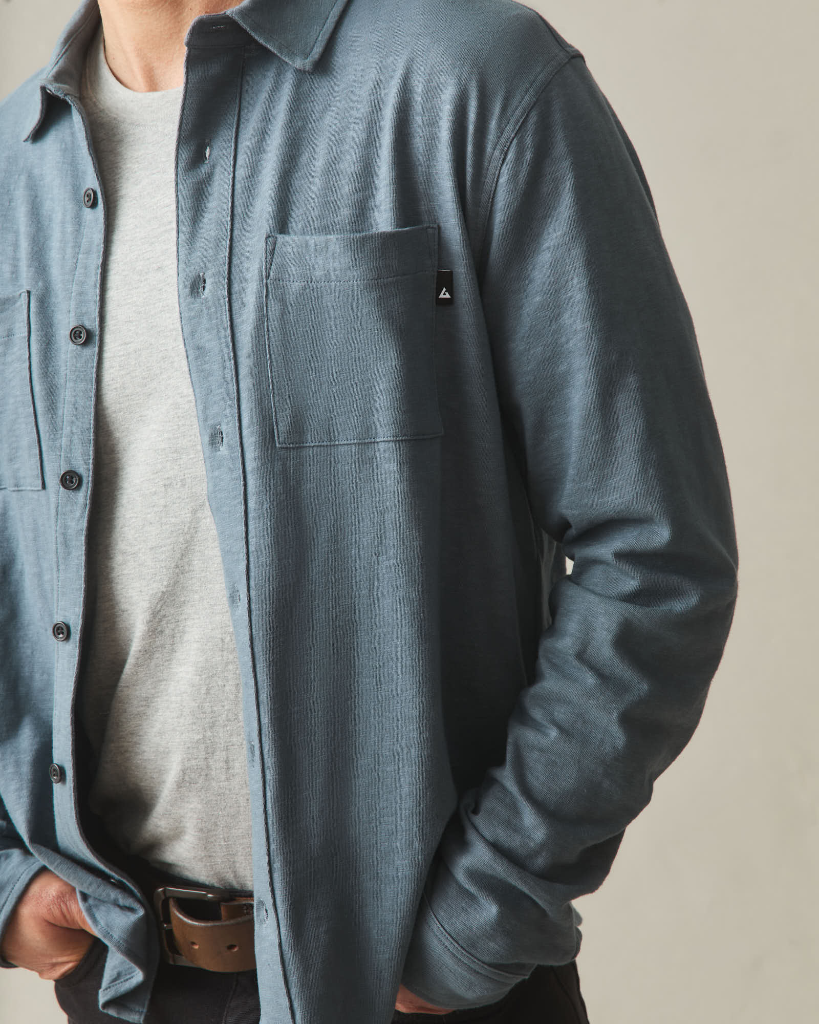 Men's Premium Slub Button Up Long Sleeve - Stormy Weather - Image 5