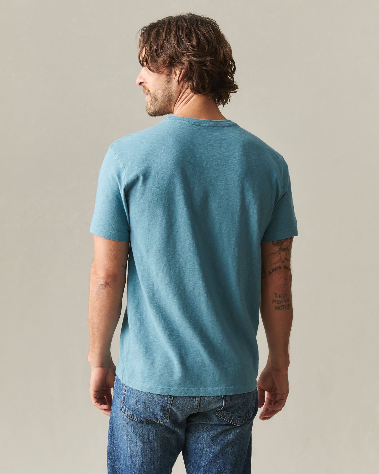 Men's Premium Slub Crew Tee - Adriatic Blue - Image 3