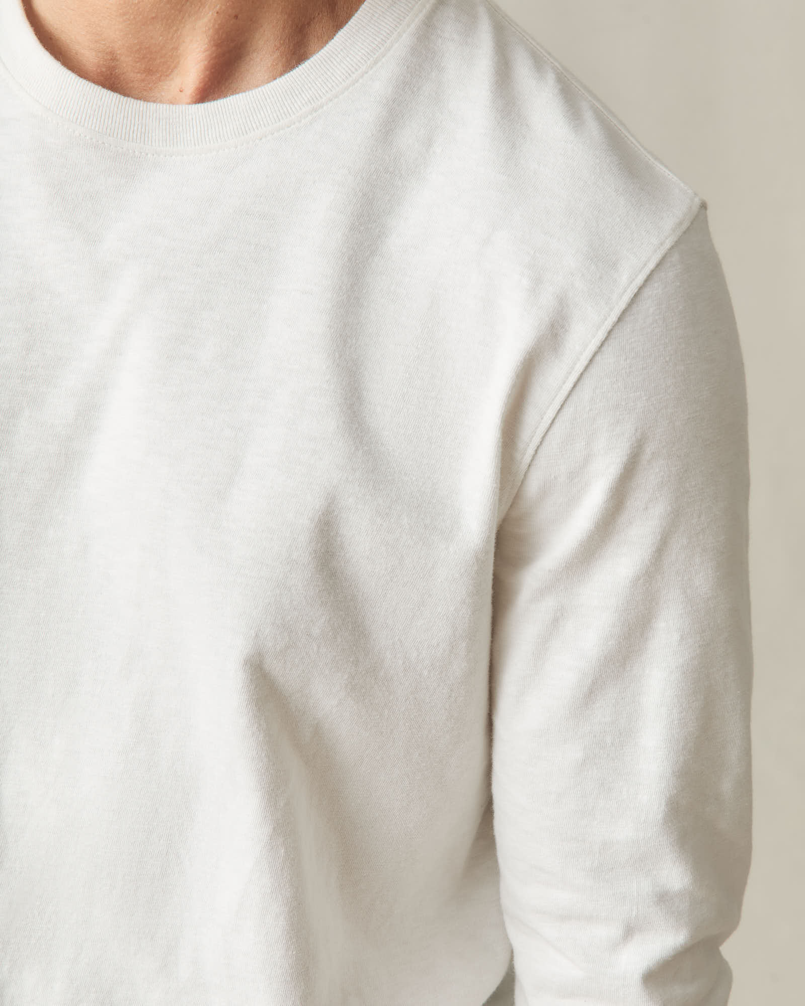 Men's Premium Slub Long Sleeve Crew Tee - Bone - Image 4