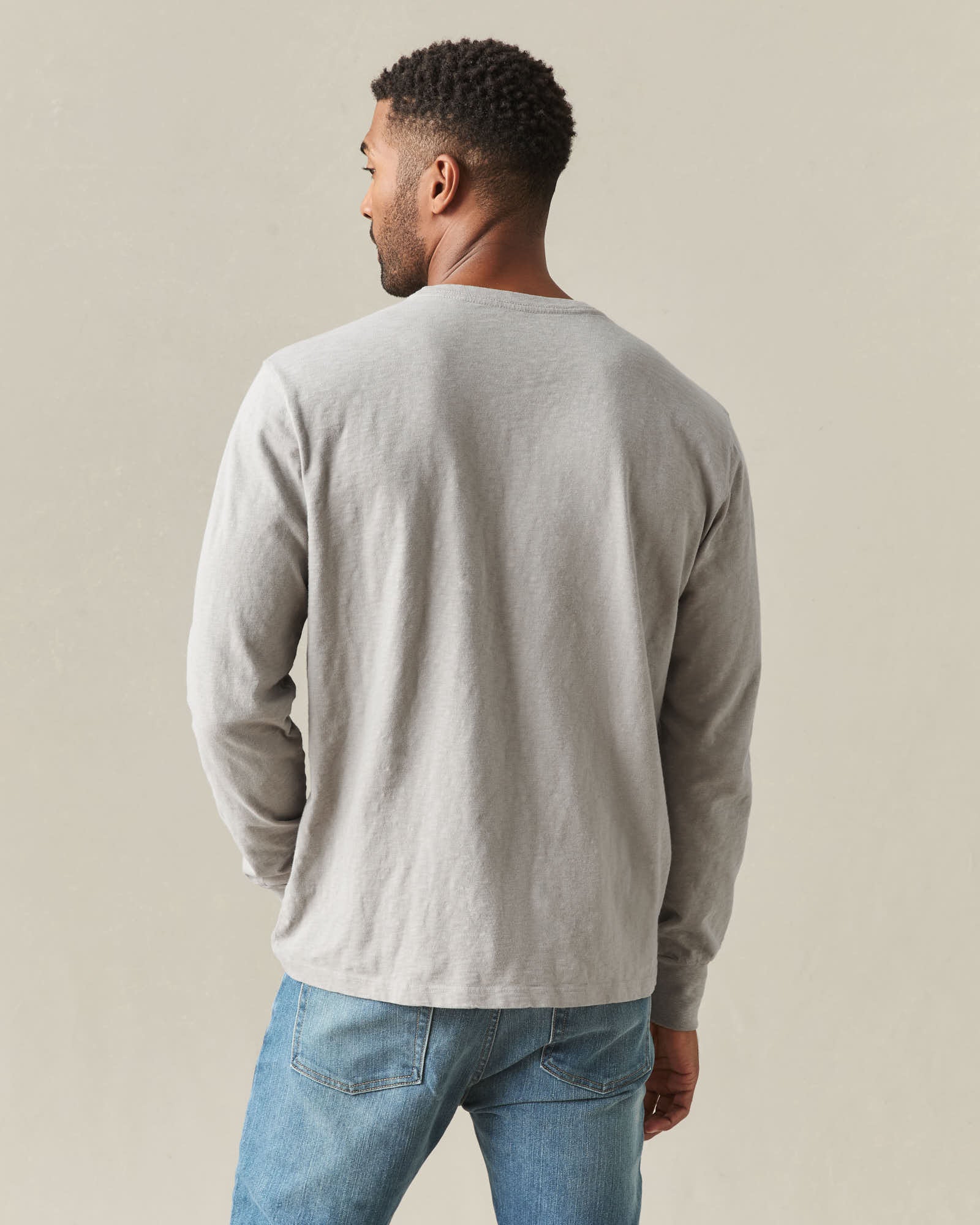 Men's Premium Slub Crew Tee Long Sleeve - Morning Dove - Image 3